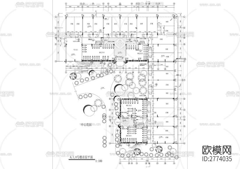 居民小區(qū)L型全套建筑CAD施工圖下載(渲染圖1)