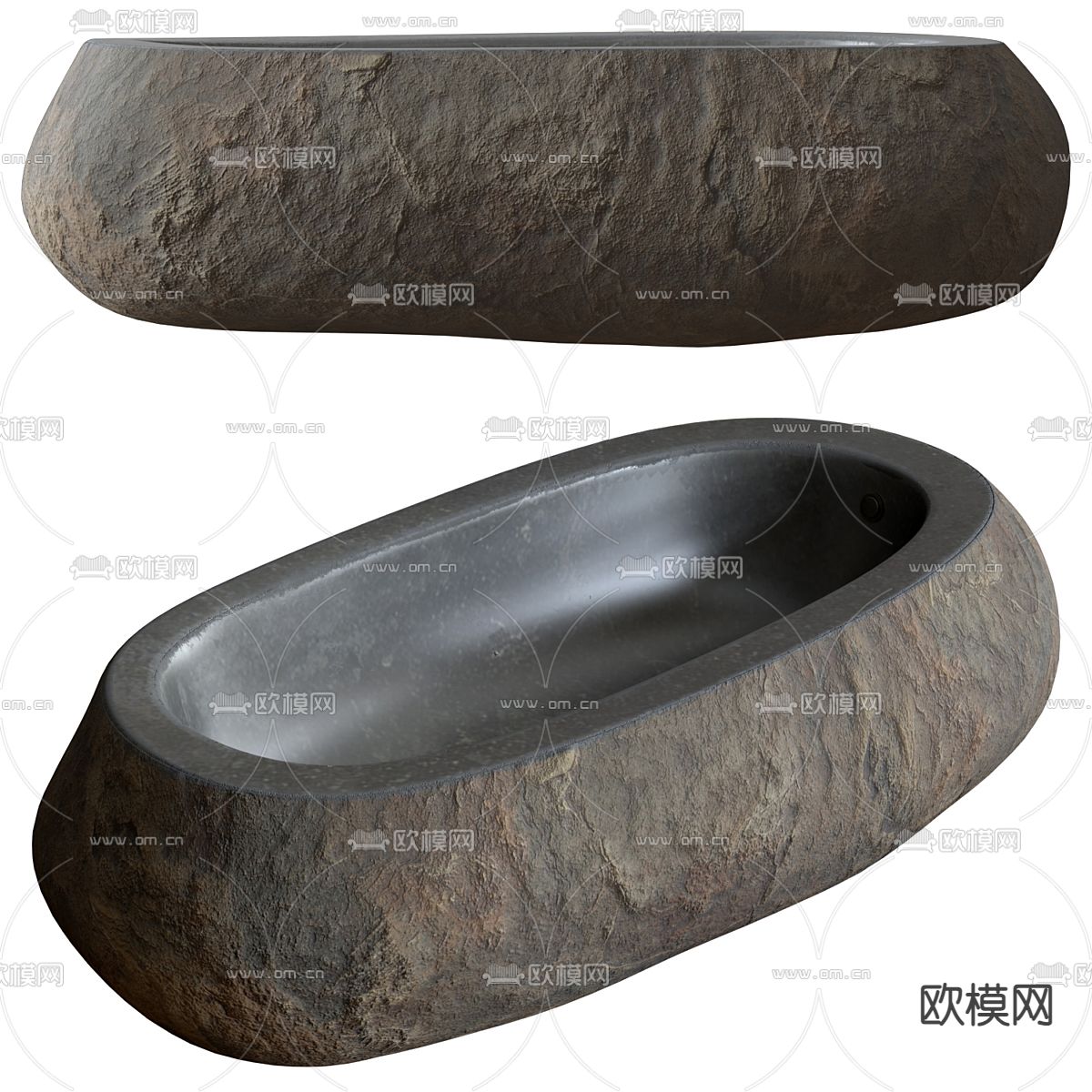 侘寂台盆 洗手盆 石盆3d模型下载