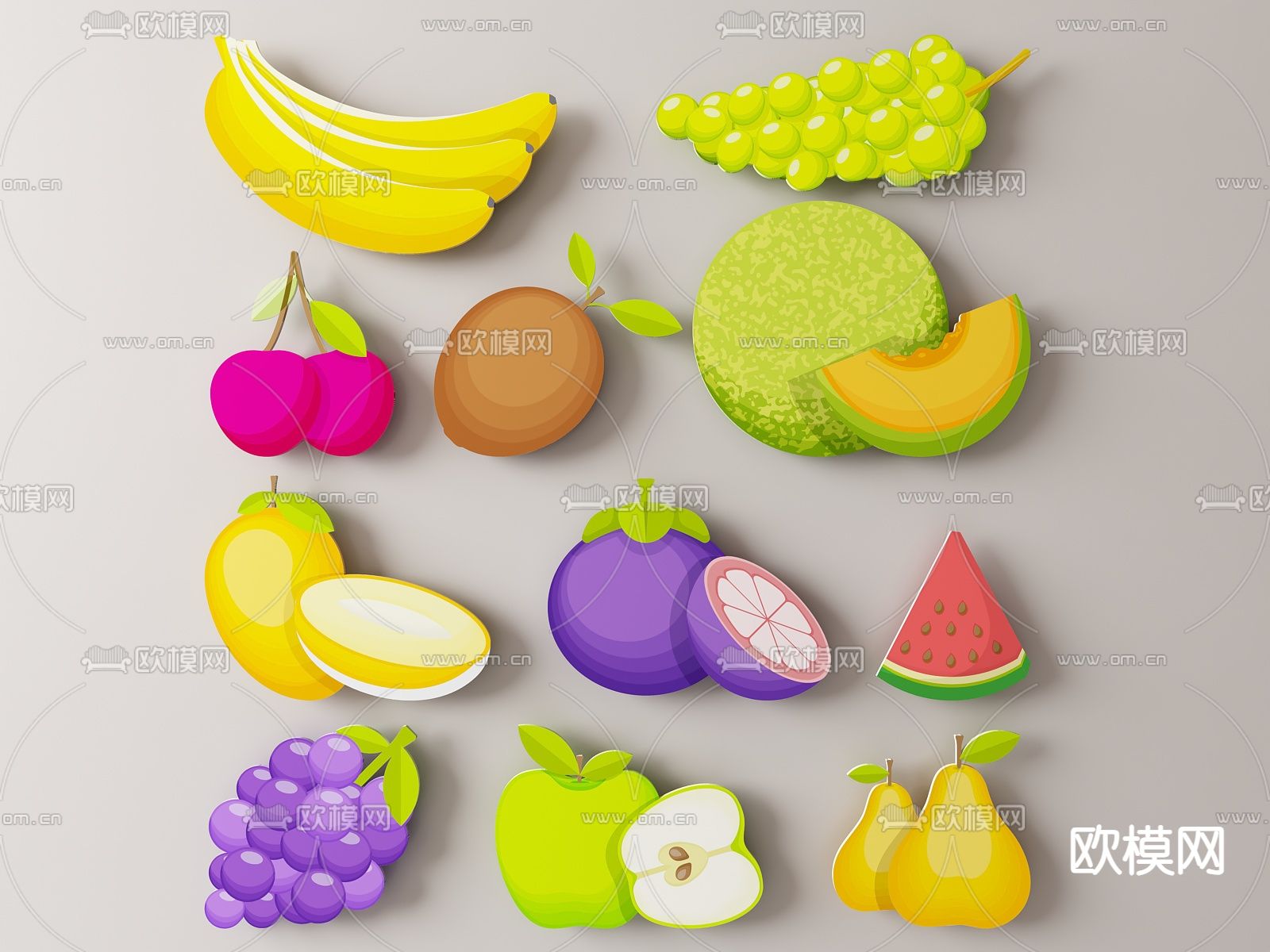 墙饰挂饰 水果图案 水果标识su模型下载（渲染图1）