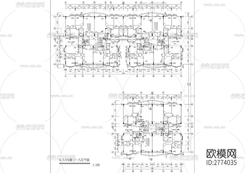 居民小區(qū)L型全套建筑CAD施工圖下載(渲染圖3)