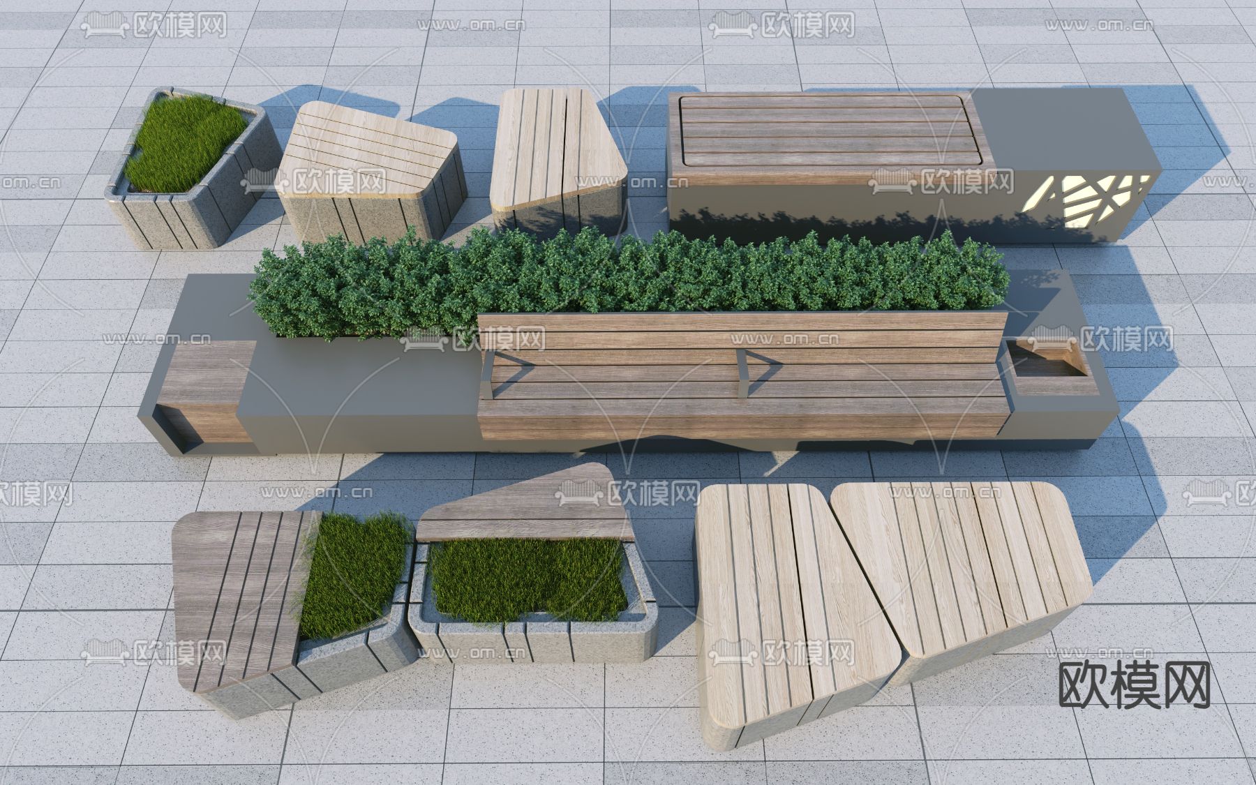 户外椅 树池椅3d模型下载