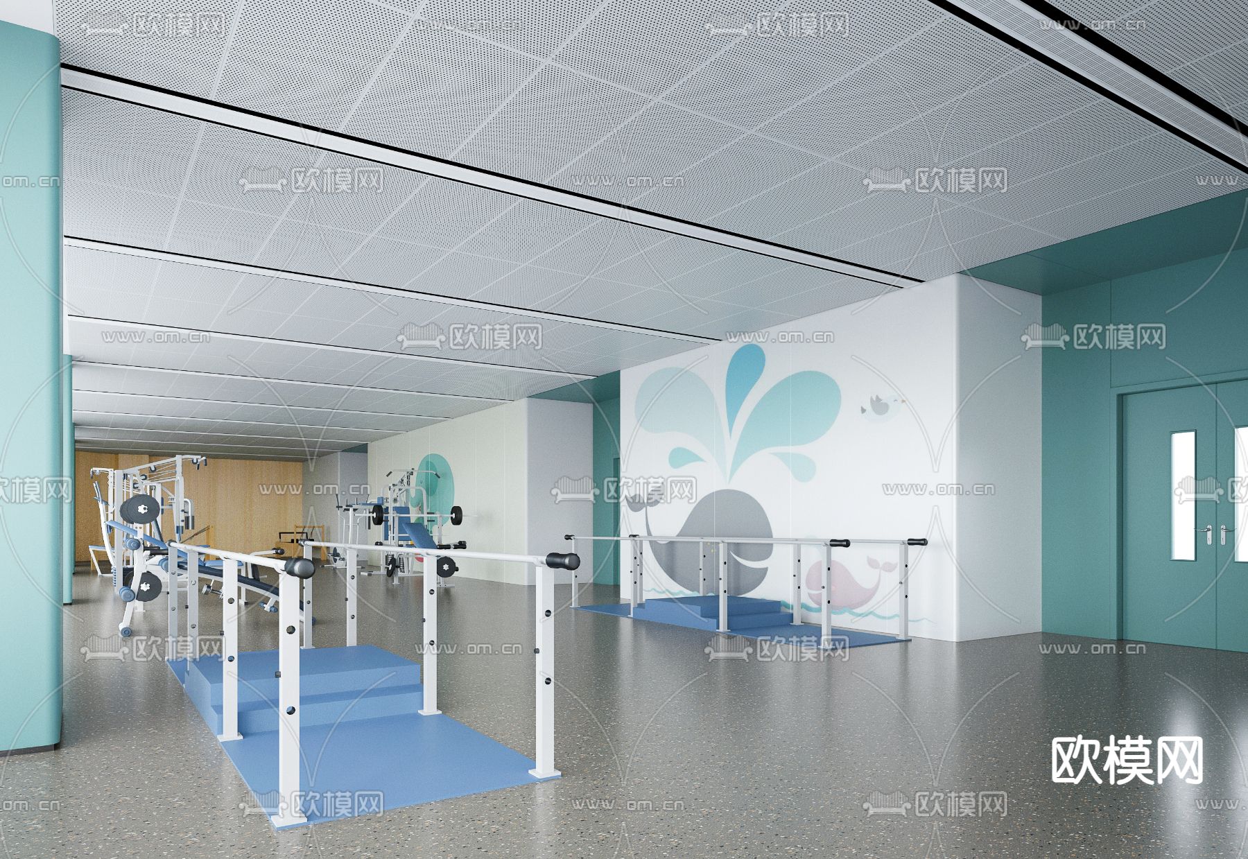 医院 康复训练中心su模型下载（渲染图1）