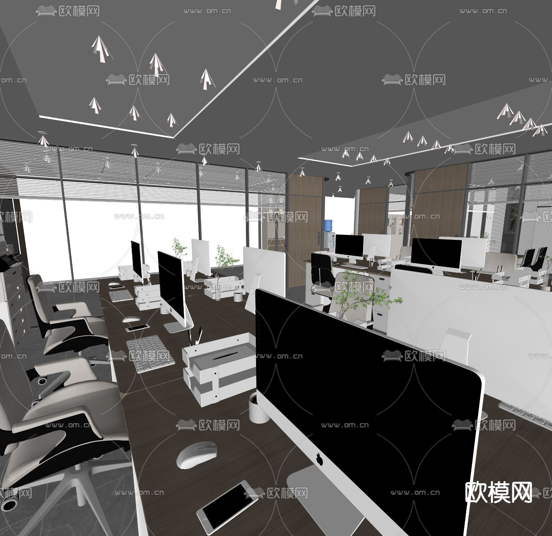 现代公共办公区su模型下载（渲染图3）