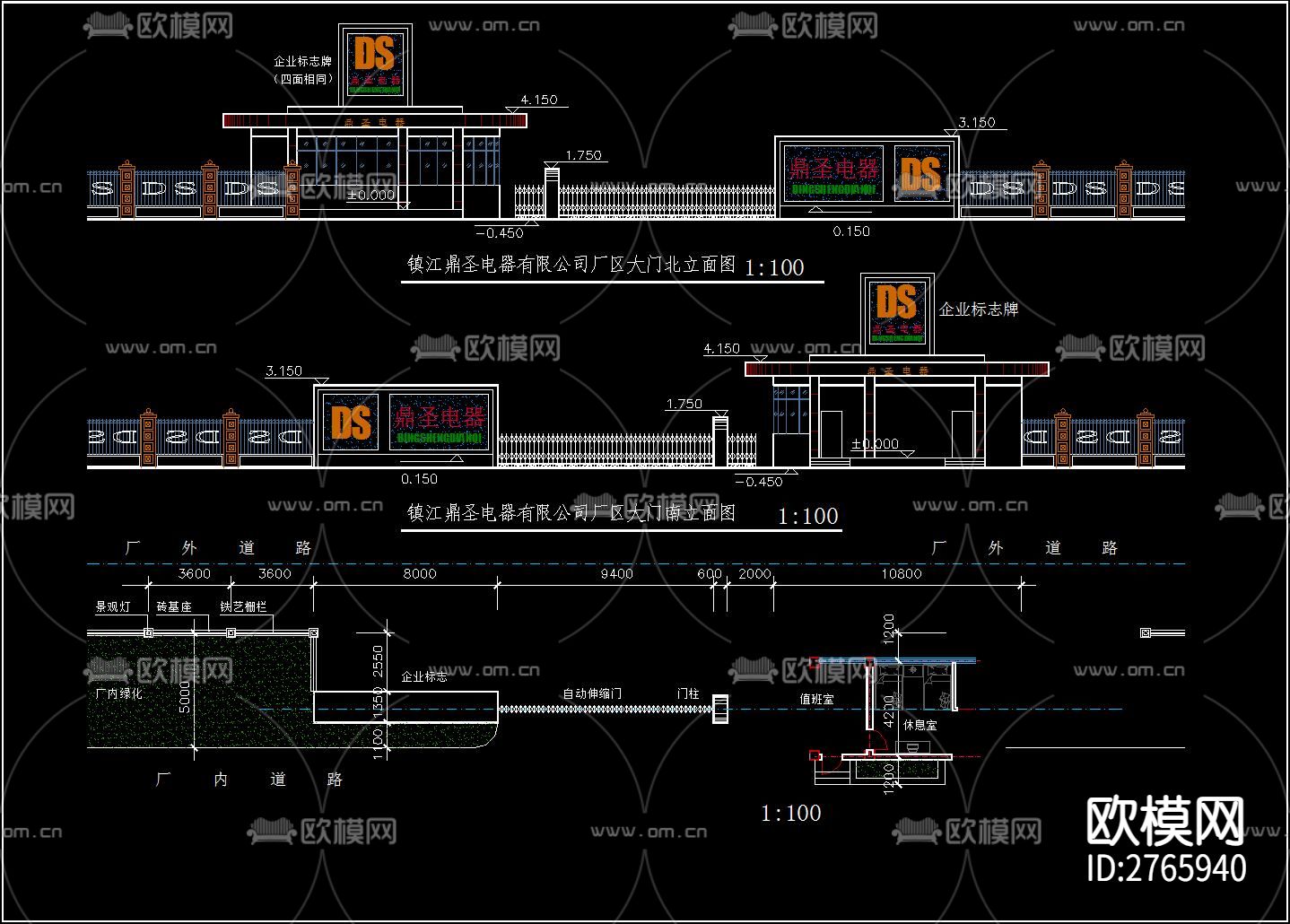 小区门头cad施工图下载（渲染图8）