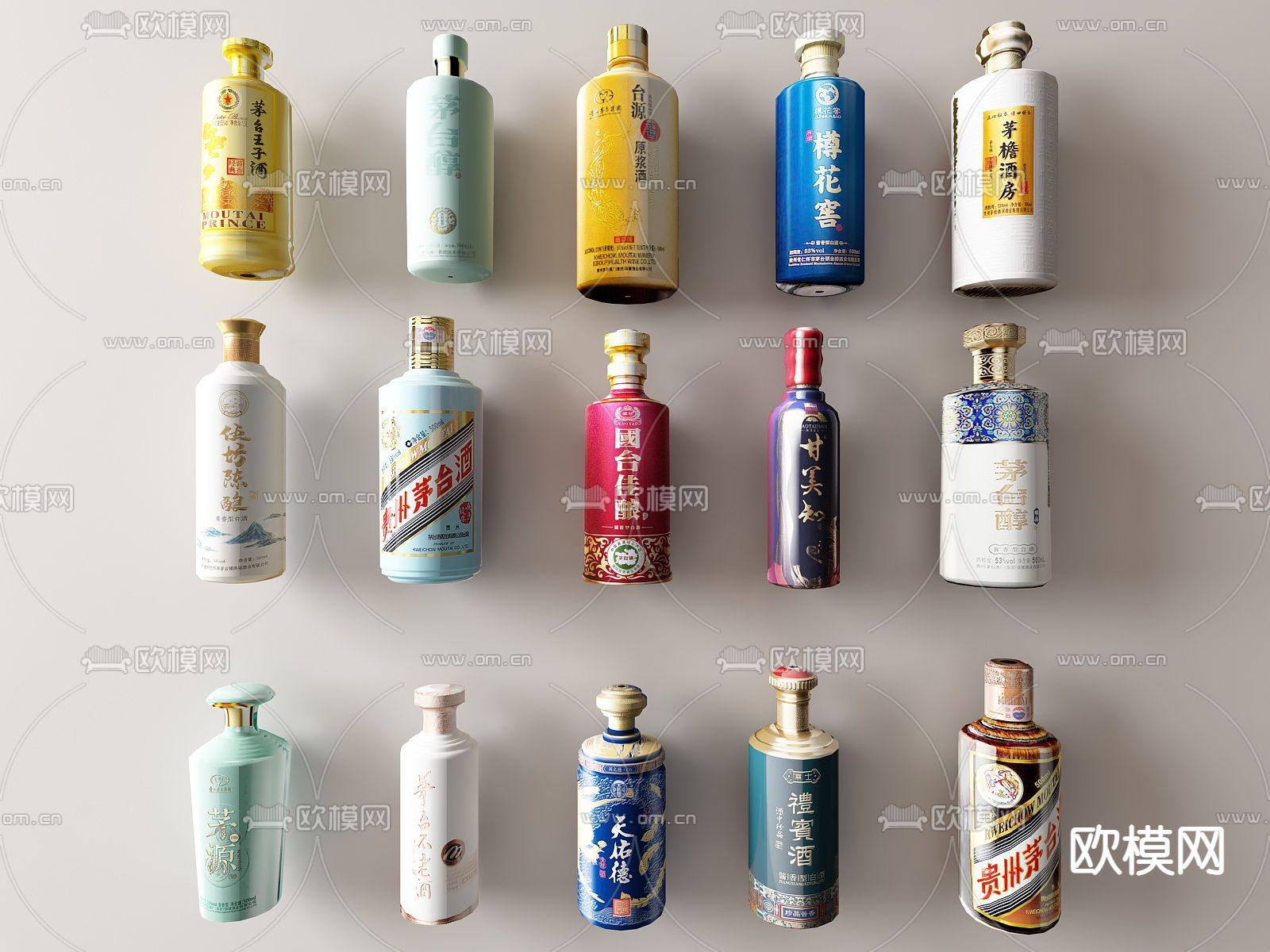 啤酒 红酒 洋酒 酒瓶su模型下载（渲染图1）