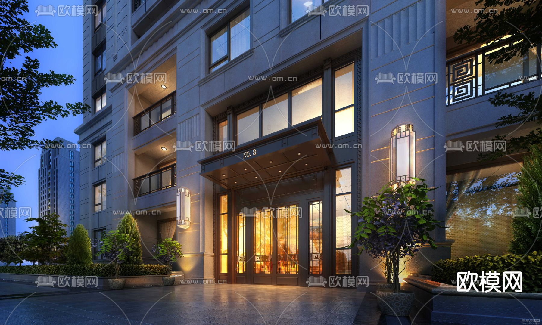 售楼处外观su模型下载（渲染图3）