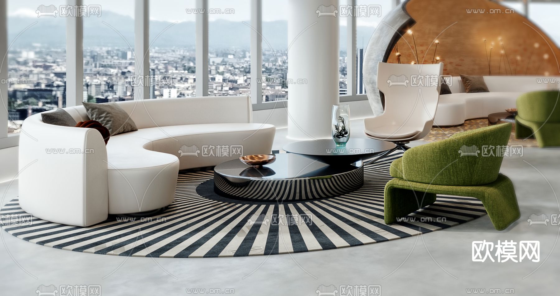 办公室前台 接待区3d模型下载（渲染图2）