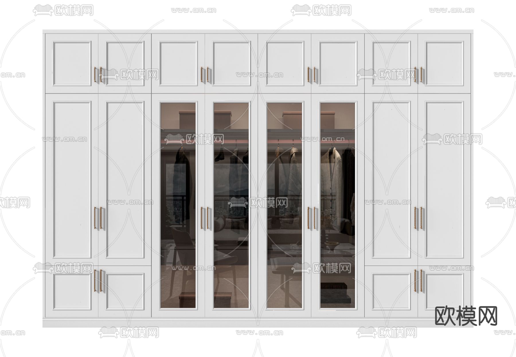 简欧衣柜su模型下载（渲染图1）
