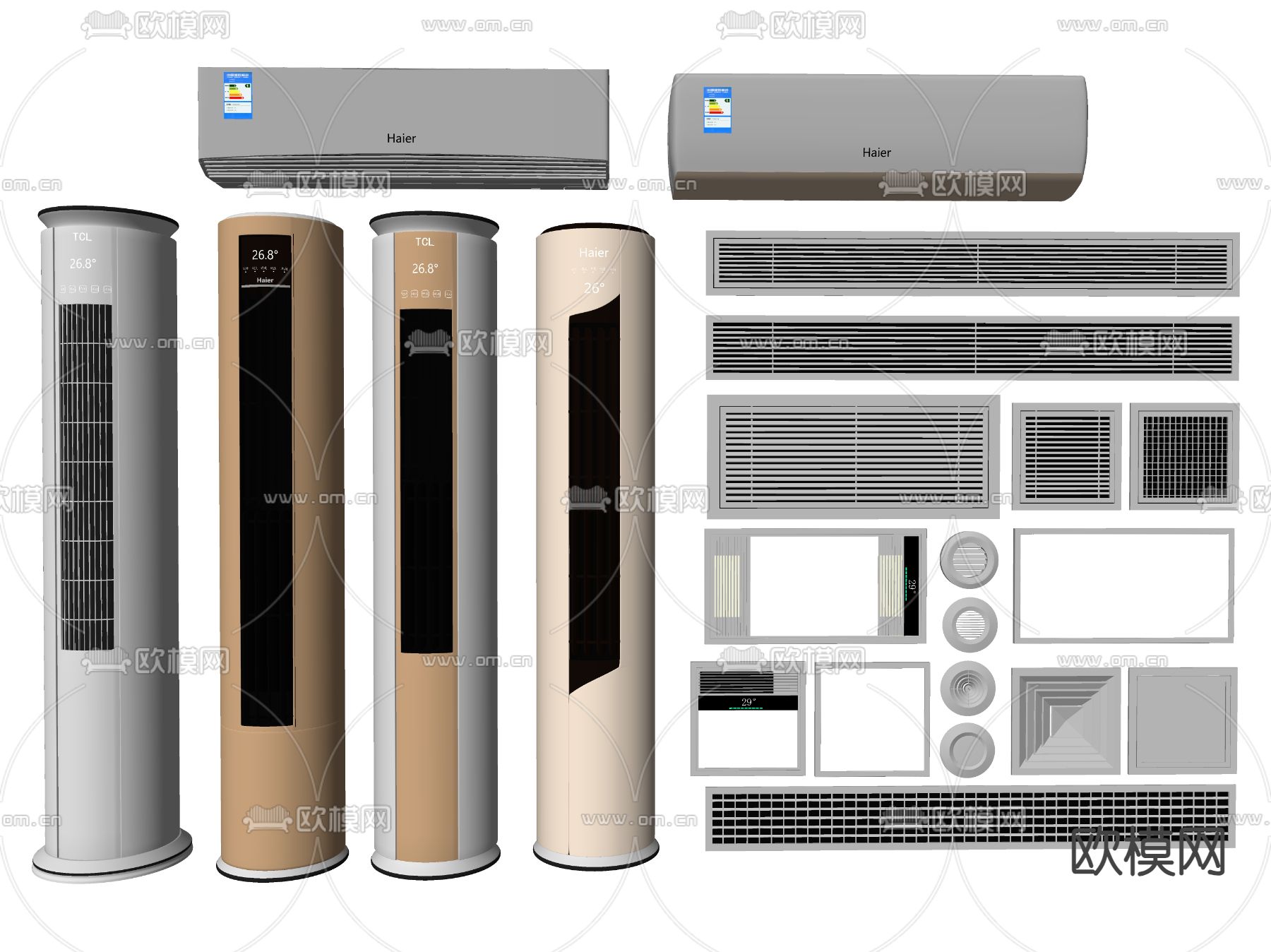 立式空调 出风口su模型下载（渲染图2）