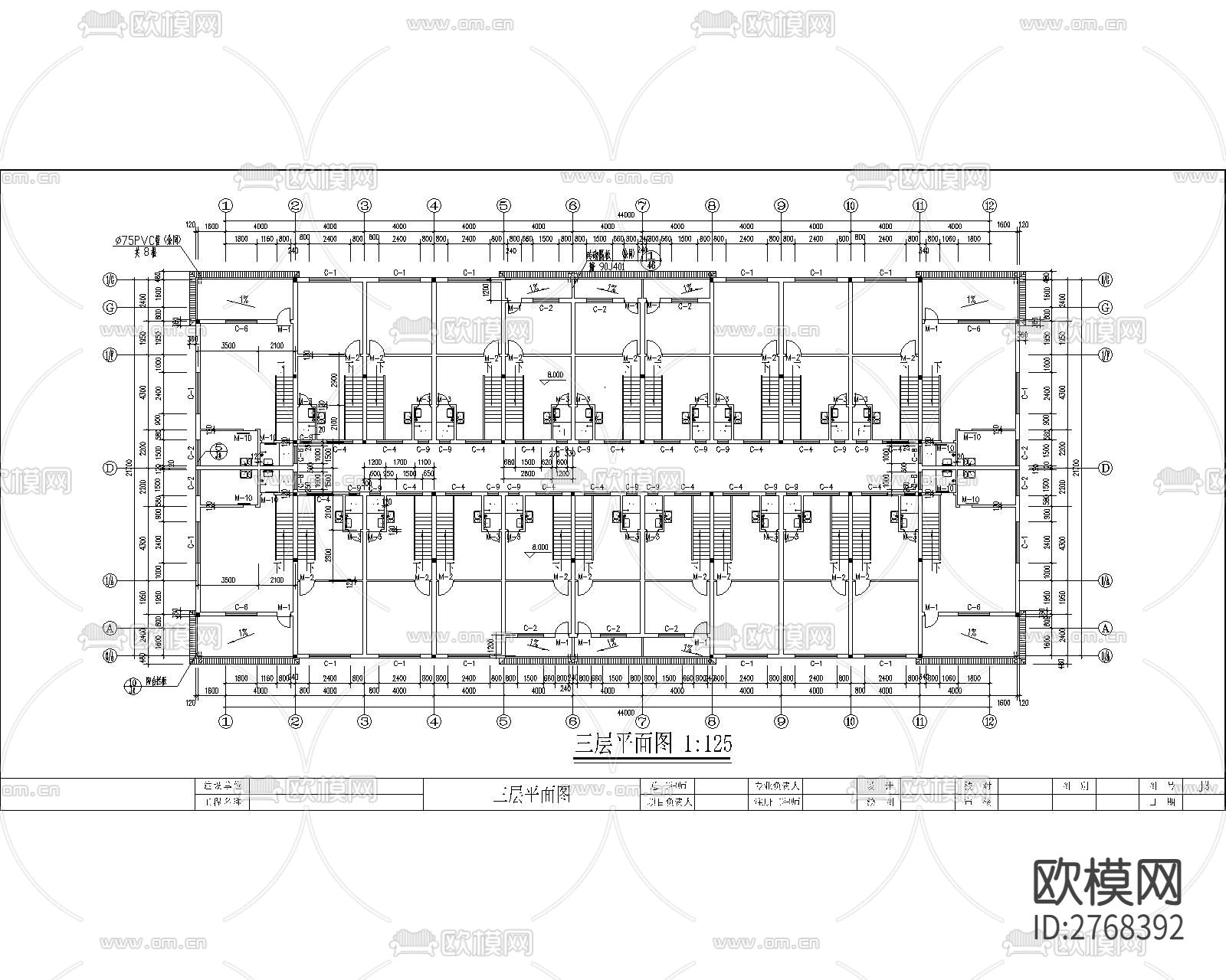 某大市场居住楼建筑CAD施工图下载（渲染图3）
