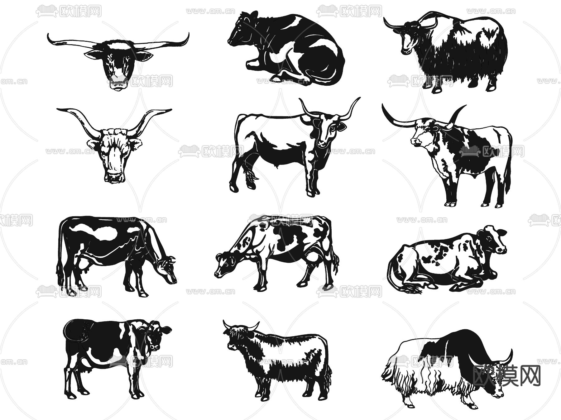 墙饰挂饰 奶牛剪影su模型下载（渲染图2）