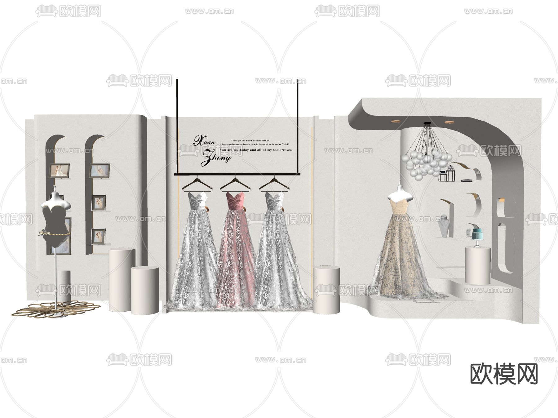 橱窗 婚纱店 美陈su模型下载（渲染图2）