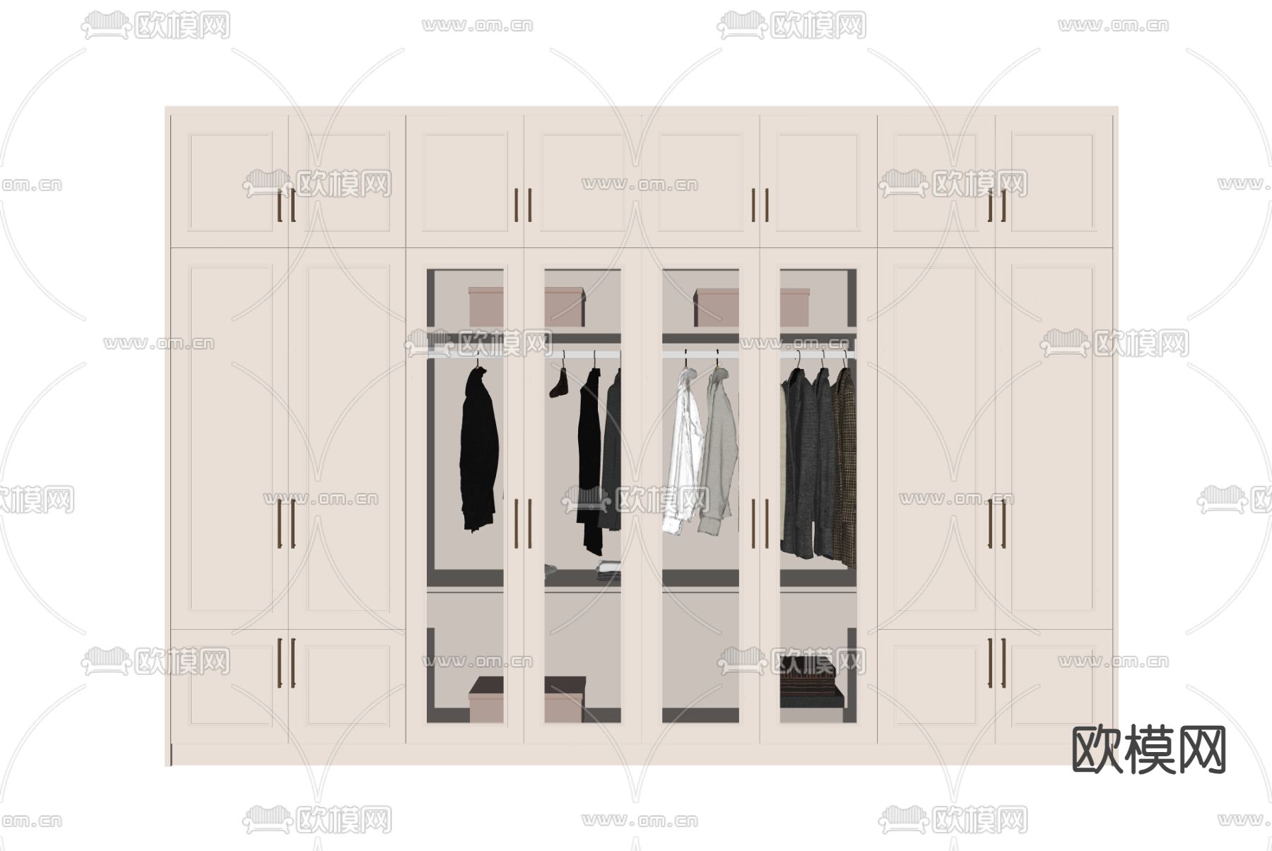 简欧衣柜su模型下载（渲染图3）
