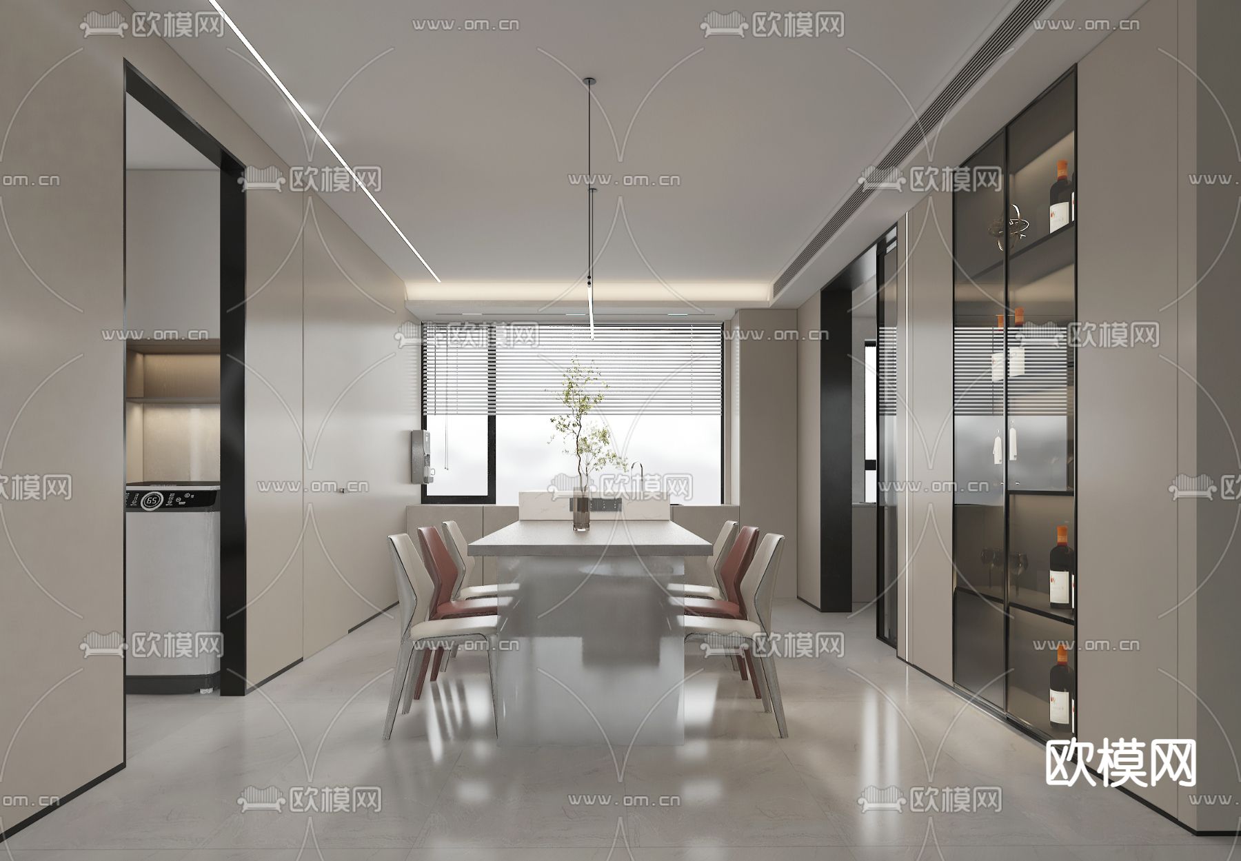 现代餐厅免费3d模型下载_ID14205945_3dmax免费模型-欧模网