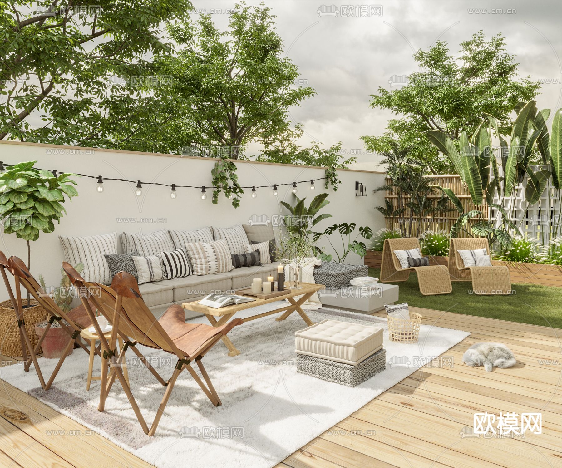 户外沙发 花园椅3d模型下载（渲染图1）