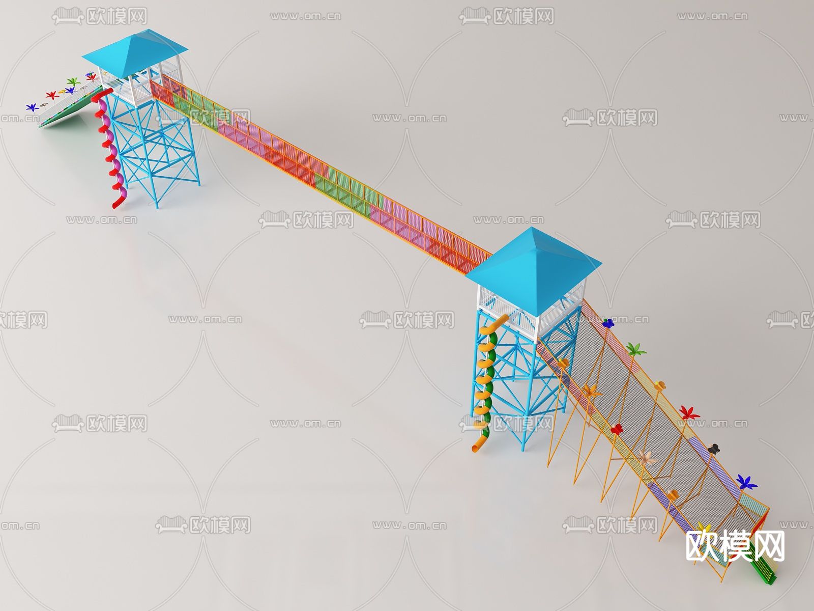 游乐设施 乐园器材 天空步道su模型下载（渲染图1）