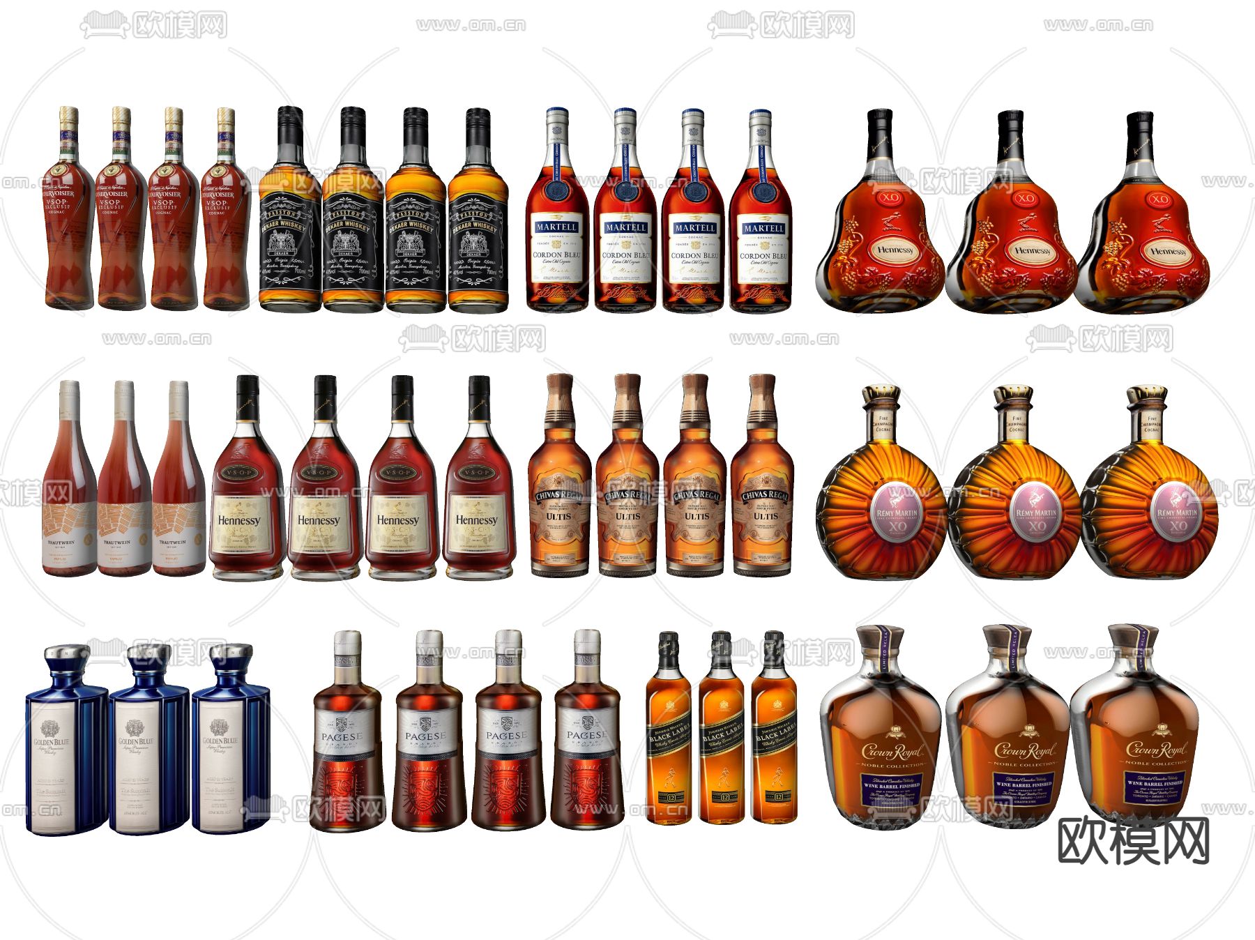 啤酒 红酒 洋酒 酒瓶su模型下载（渲染图2）