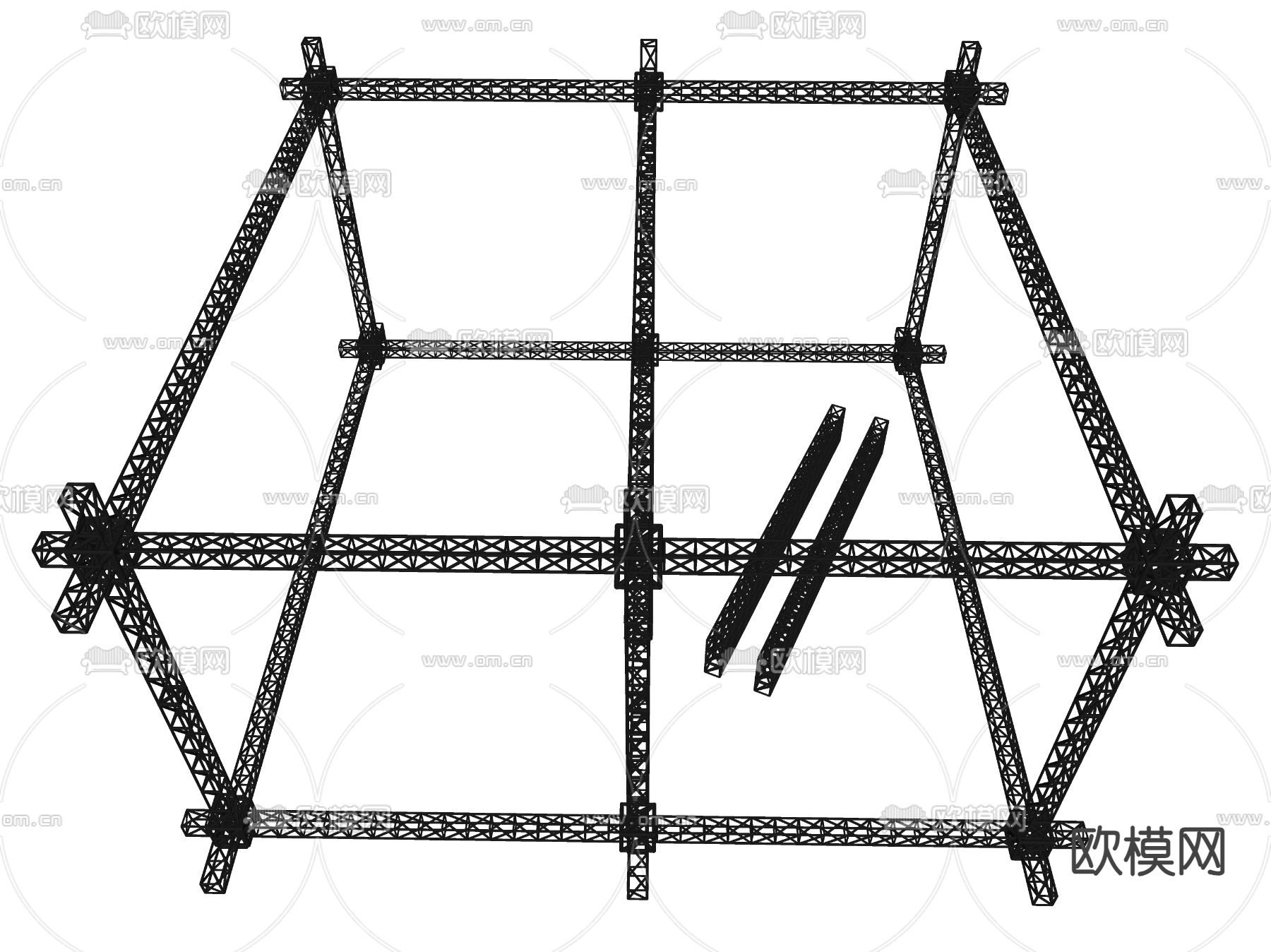 脚手架 舞台桁架 灯光架su模型下载（渲染图2）