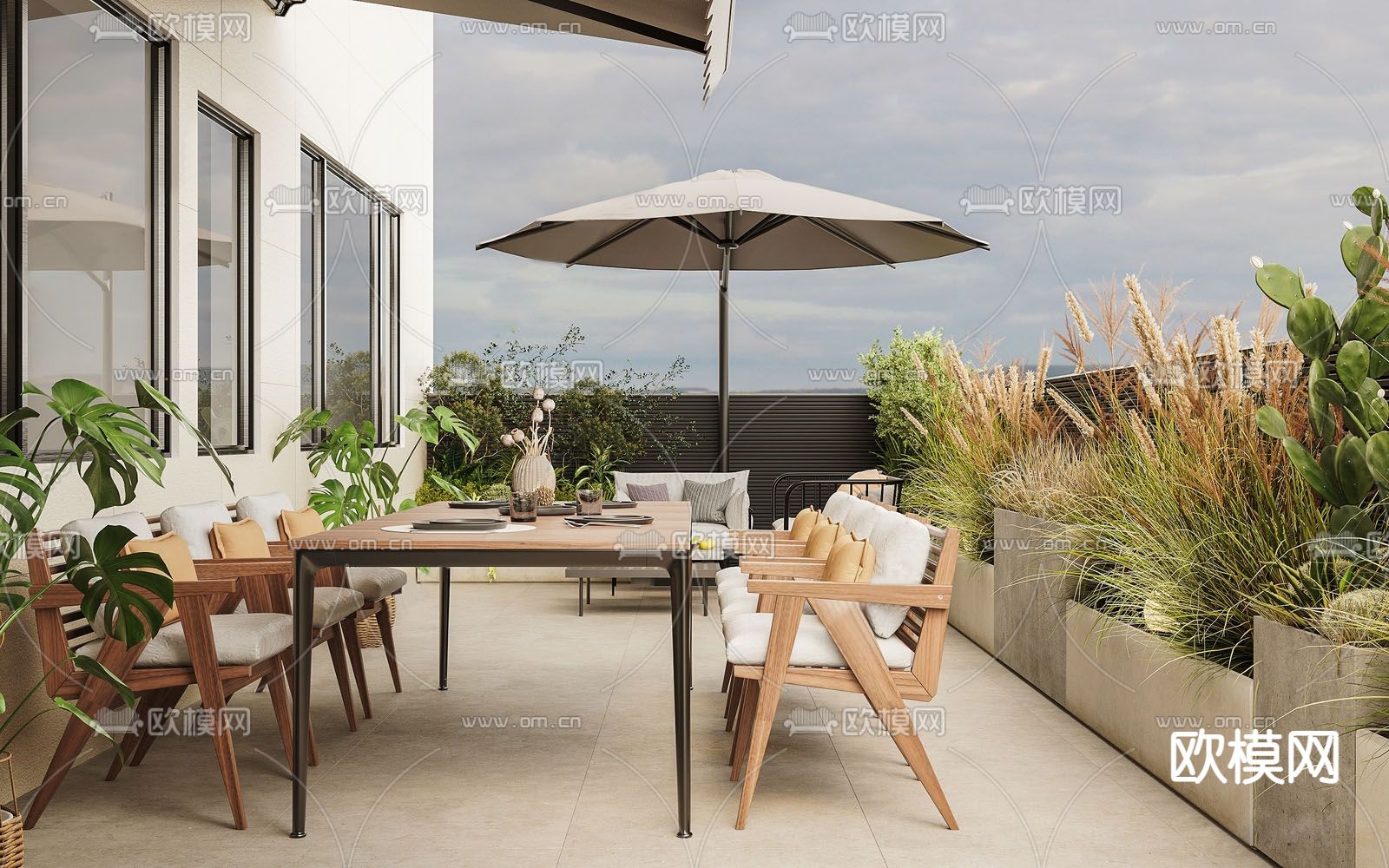 屋顶花园 阳台 露台3d模型下载