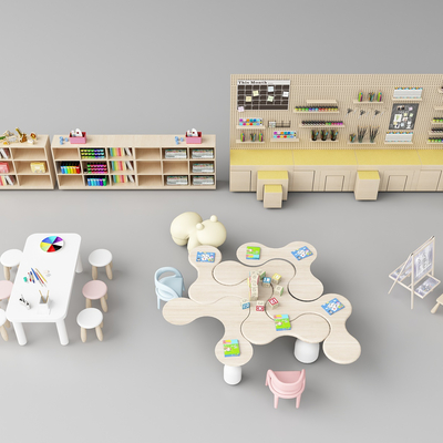  幼儿园设备 儿童桌椅su模型 
