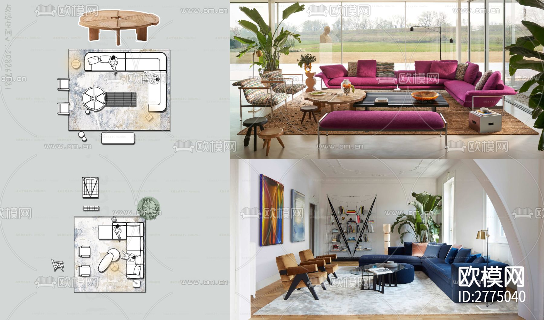 意大利平Cassina面cad图库下载（渲染图3）