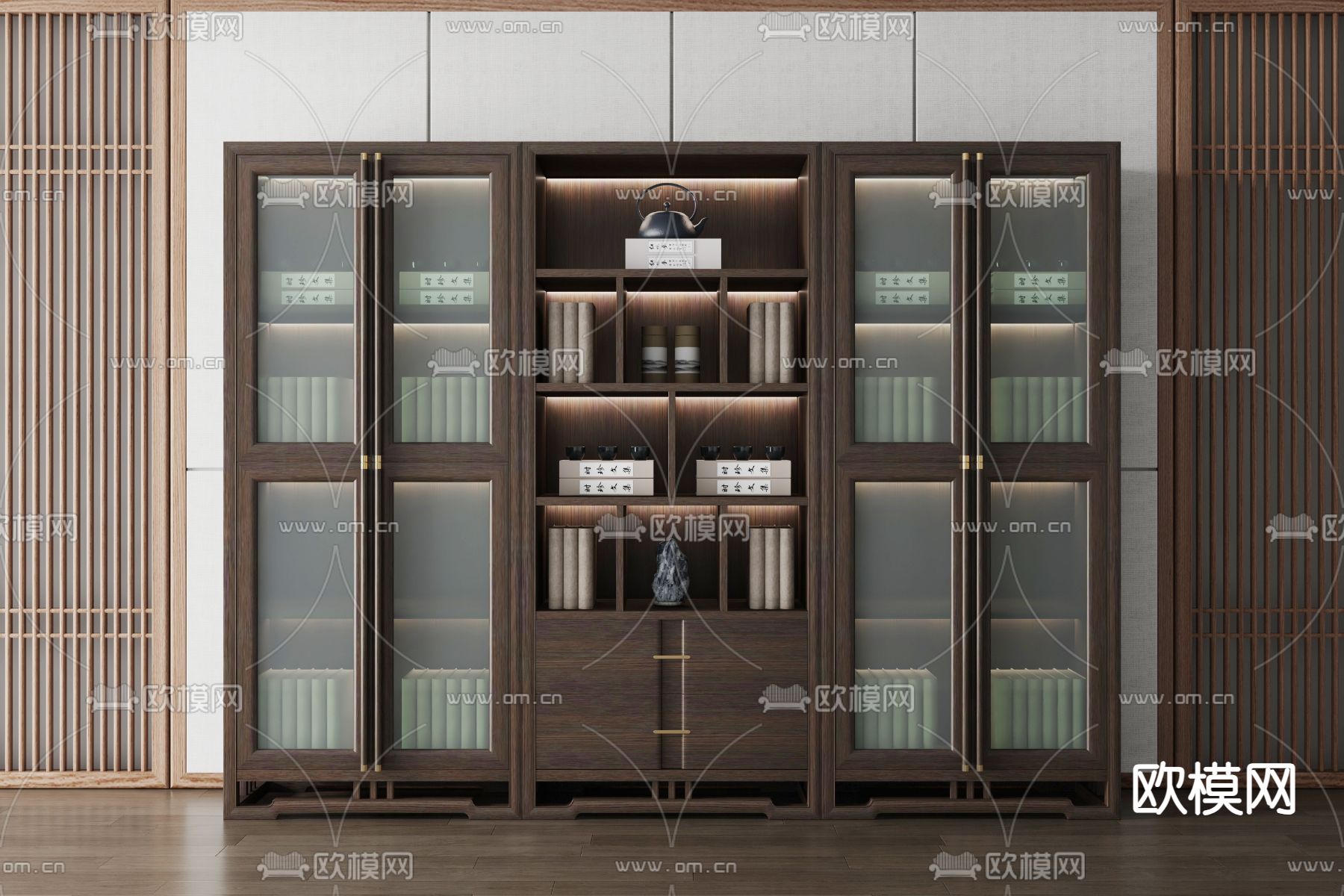 博古架 书柜3d模型下载