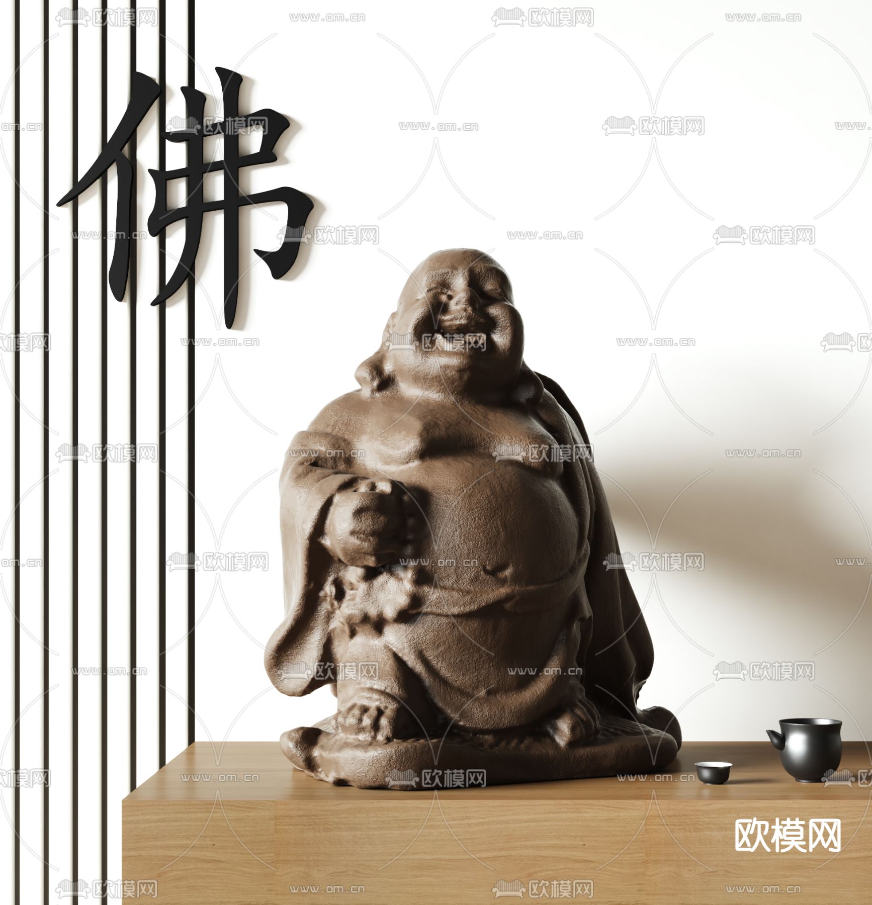 笑佛雕塑 禅意摆件3d模型下载