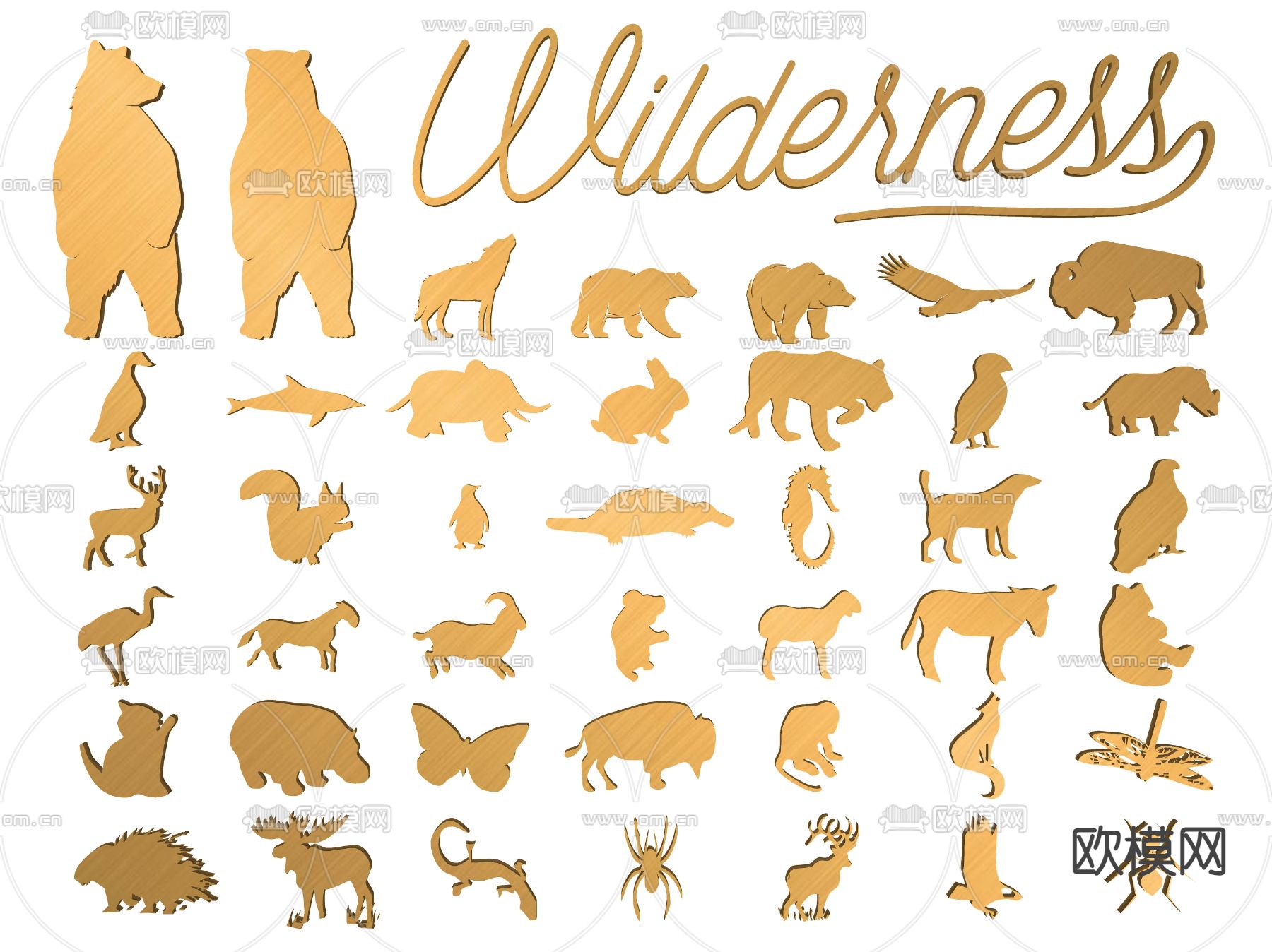 墙饰挂件 动物剪影su模型下载（渲染图2）