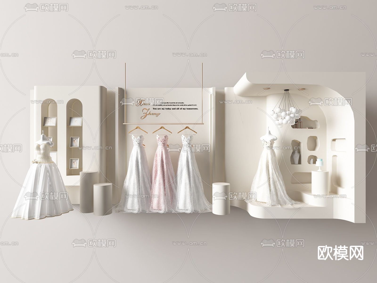 橱窗 婚纱店 美陈su模型下载（渲染图1）