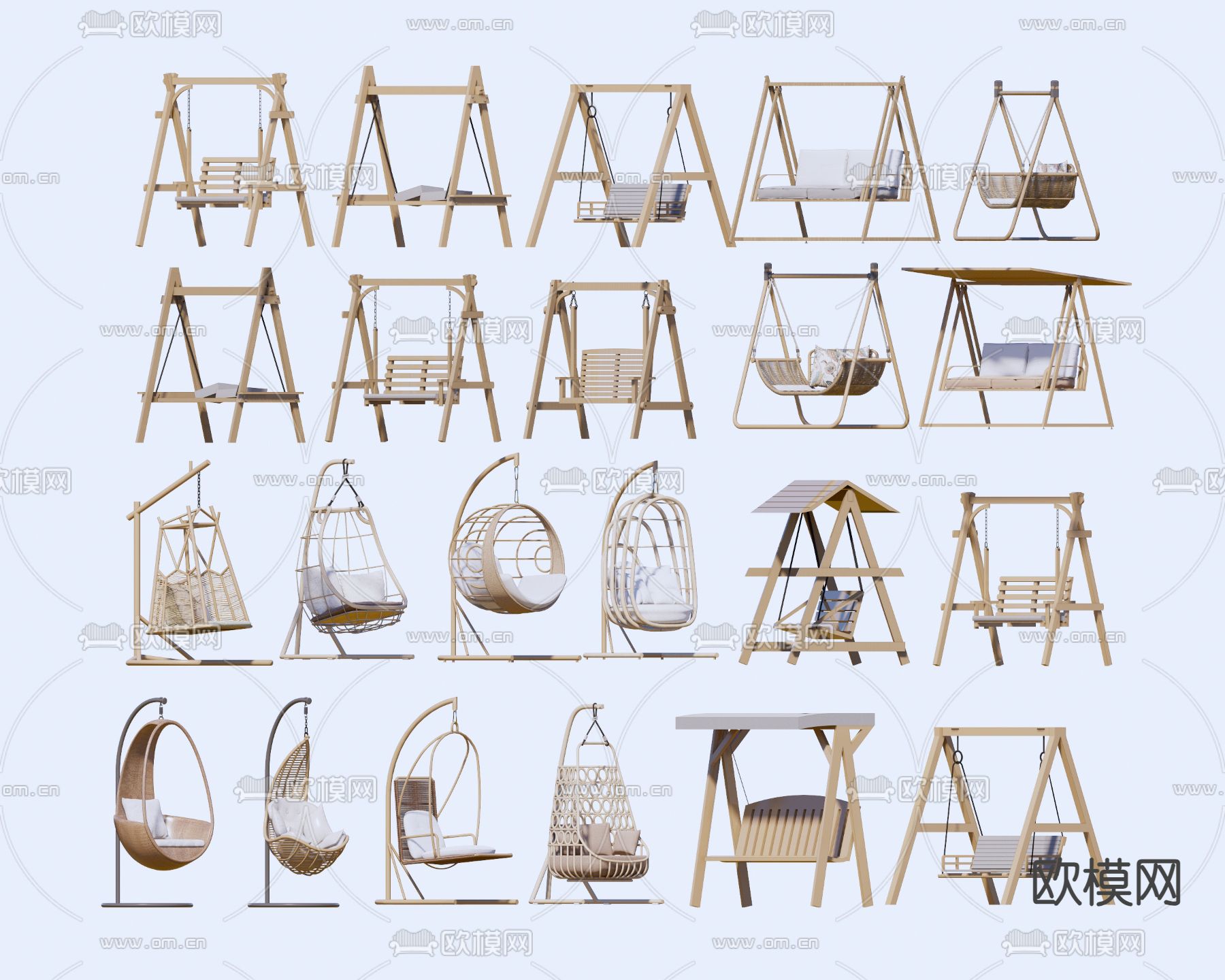 秋千 吊椅su模型
