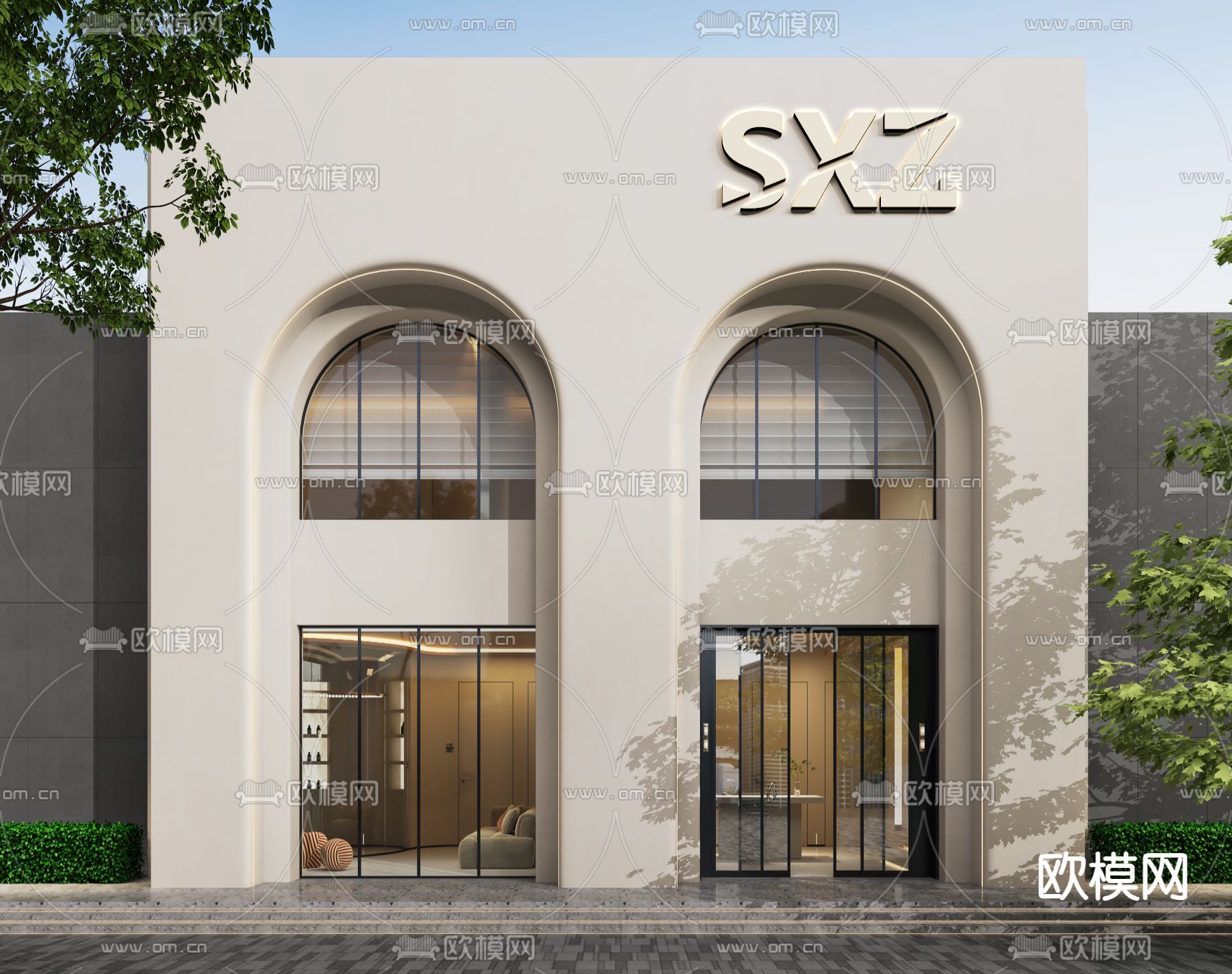 商铺门头 门面门头su模型下载（渲染图1）