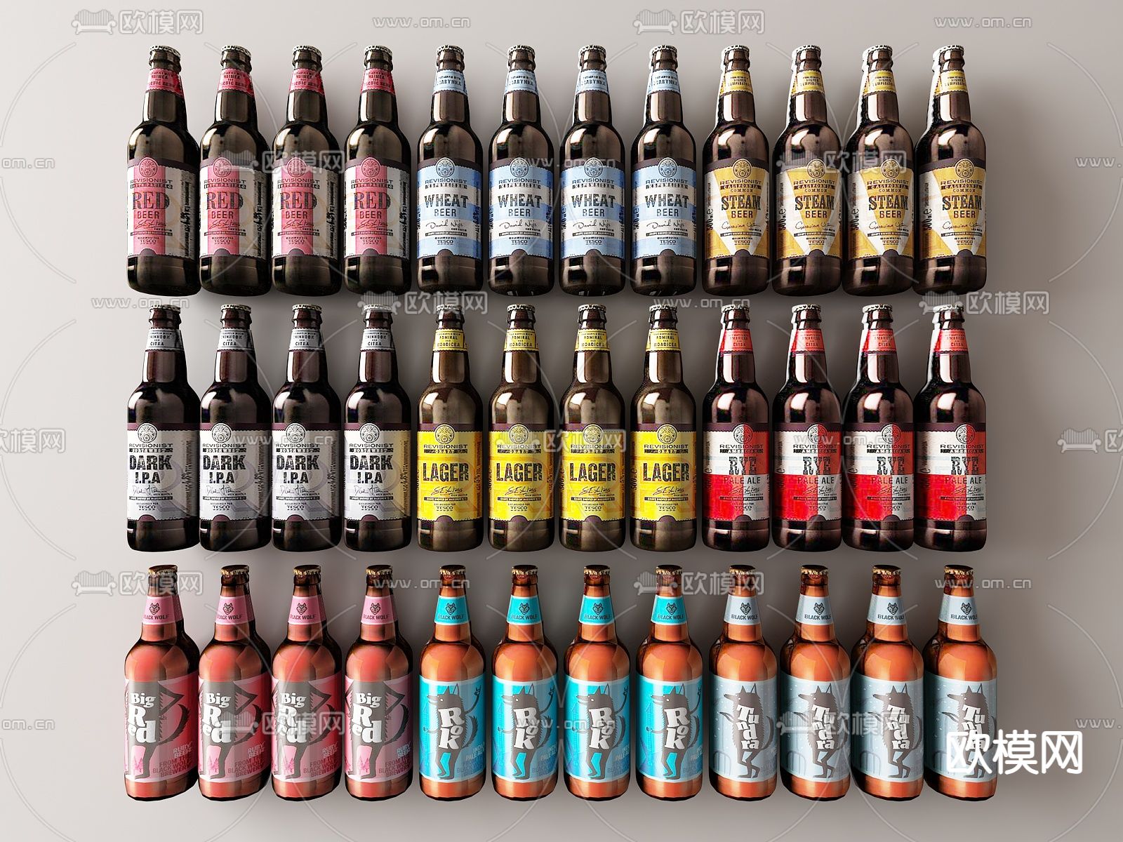 啤酒 红酒 洋酒 酒瓶su模型下载（渲染图1）