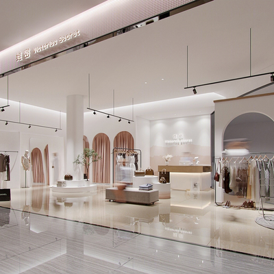  现代女装店su模型 