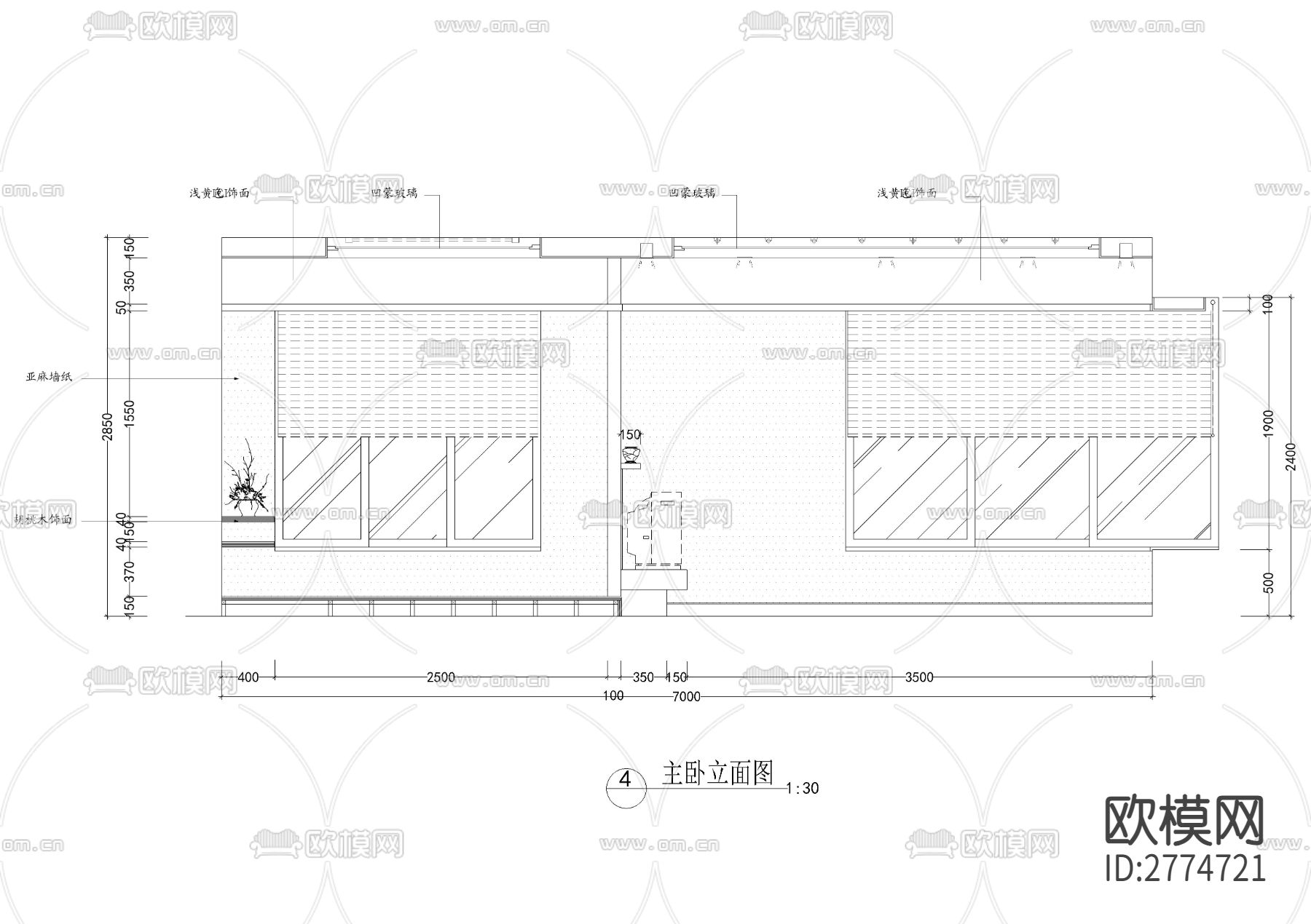 四室二厅三卫大平层CAD施工图下载（渲染图8）