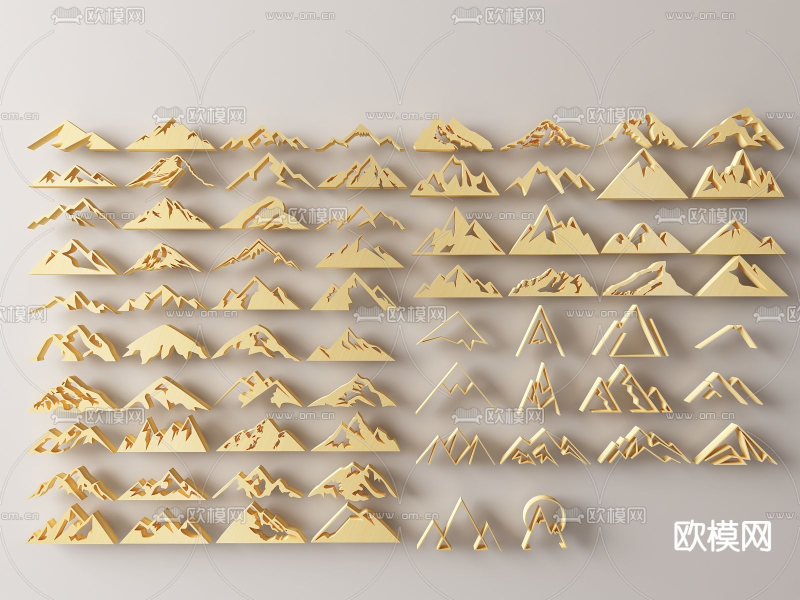 墙饰挂饰 山体图案 线条山峰su模型下载（渲染图1）