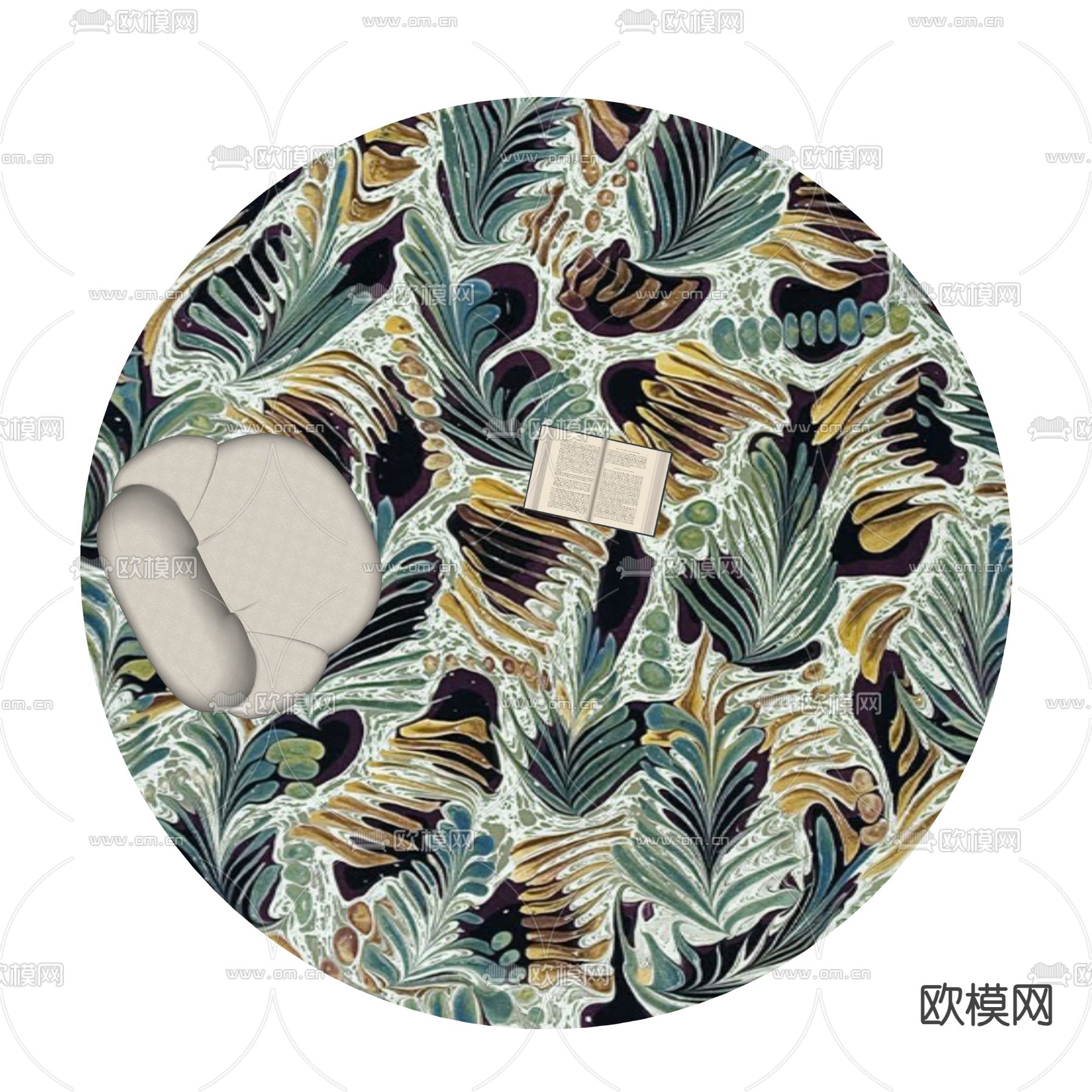 圆形地毯su模型下载（渲染图2）