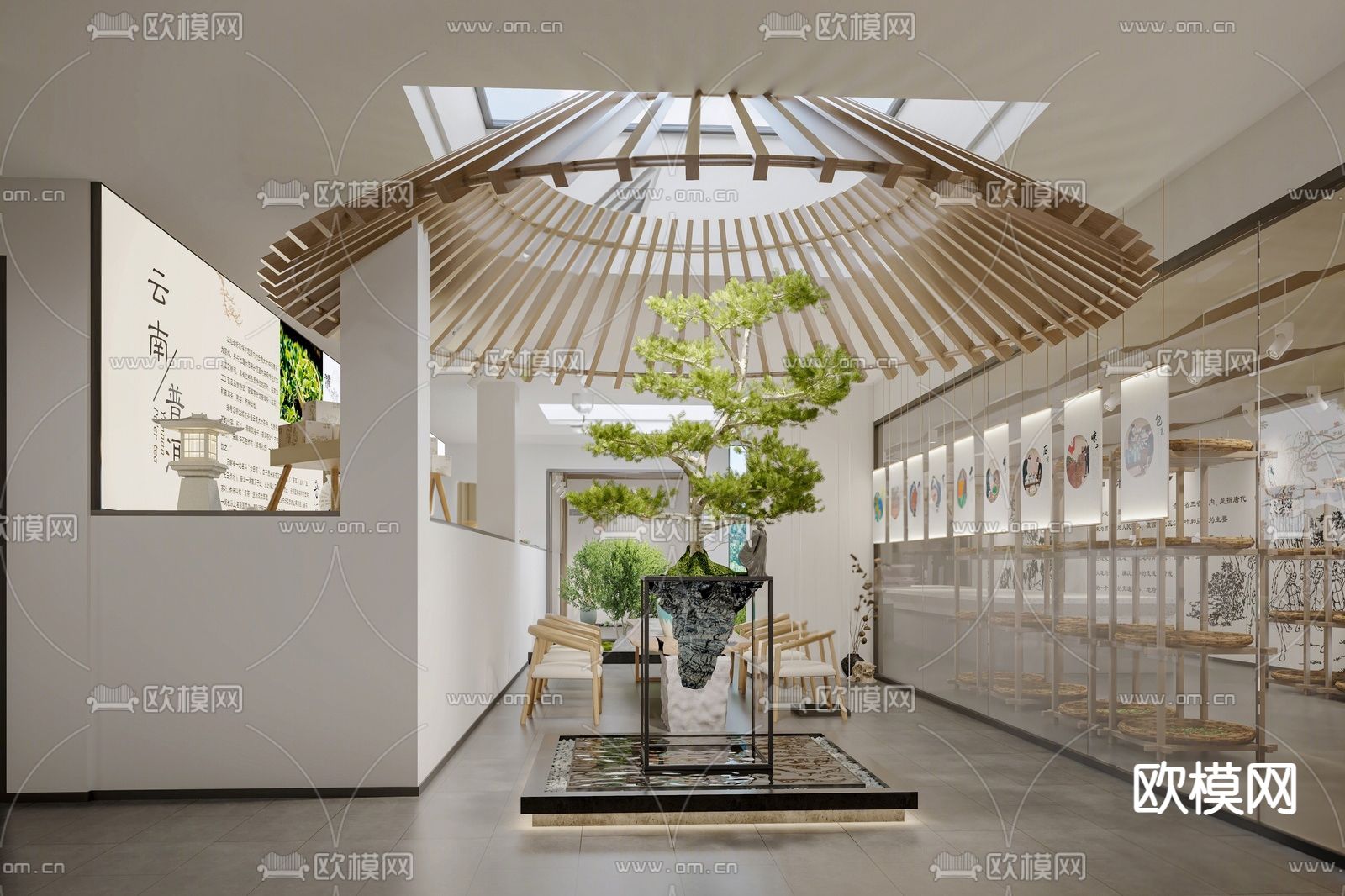 现代茶文化展馆su模型下载（渲染图1）