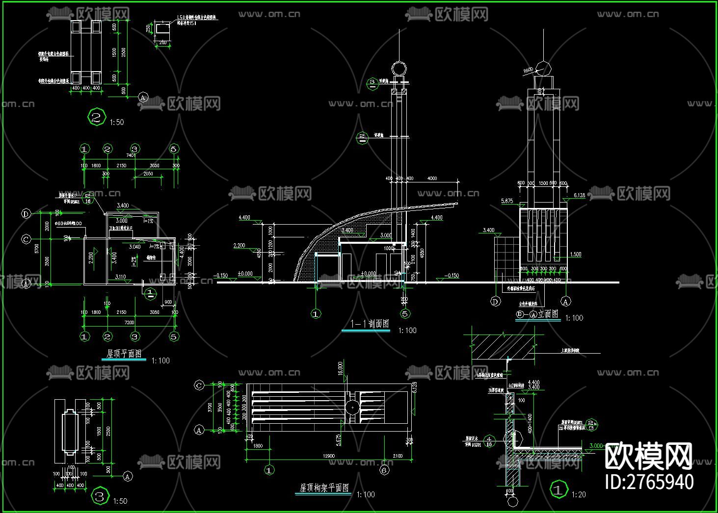 小区门头cad施工图下载（渲染图10）