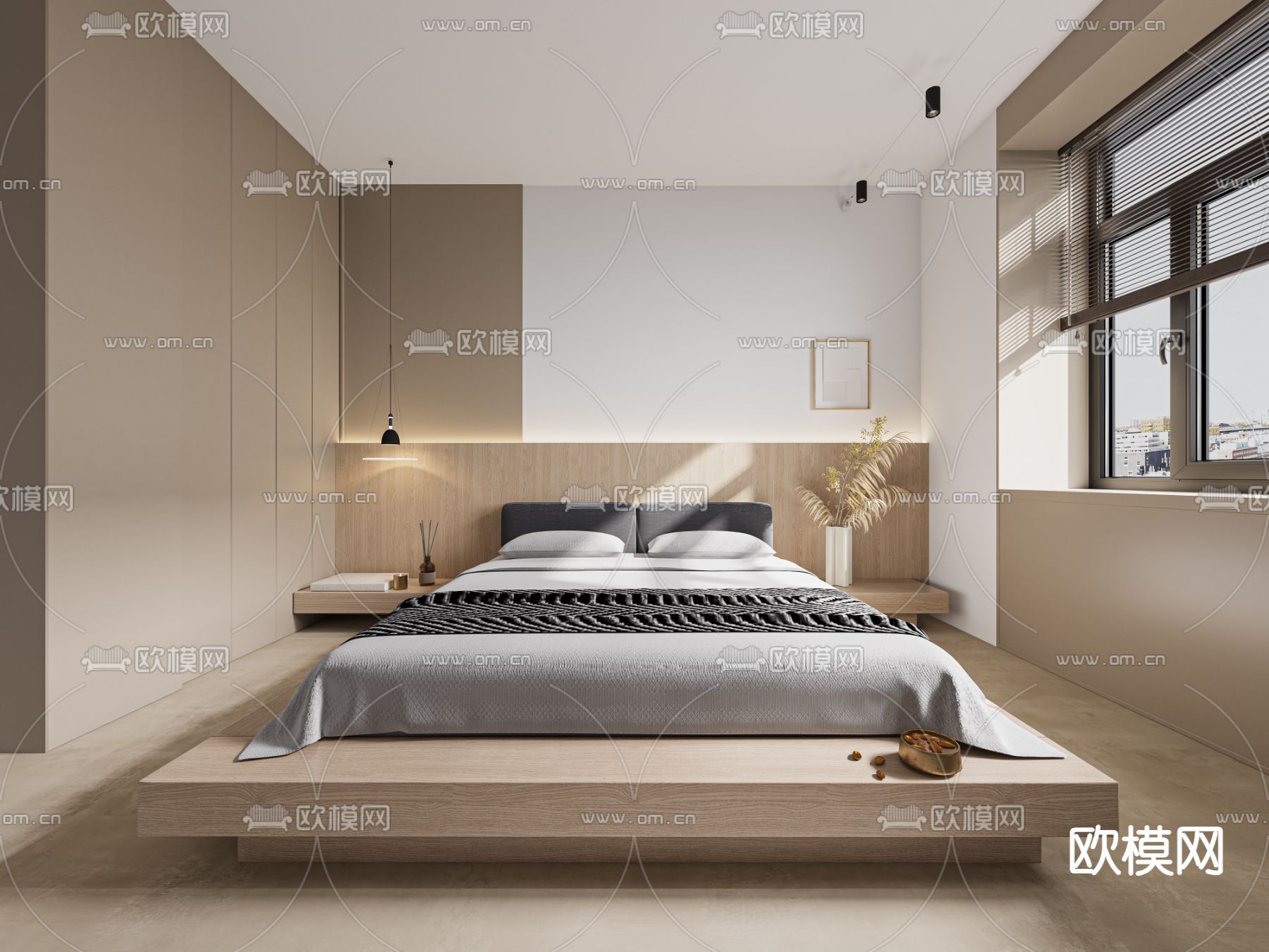 日式卧室 主卧免费3d模型下载