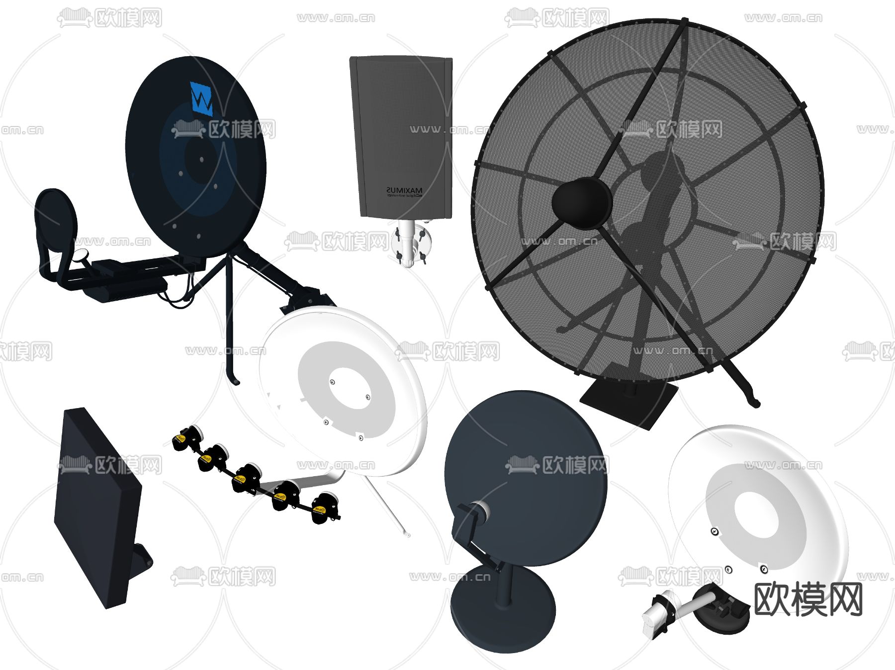 电视信号接收器 卫星信号接收器su模型下载（渲染图2）