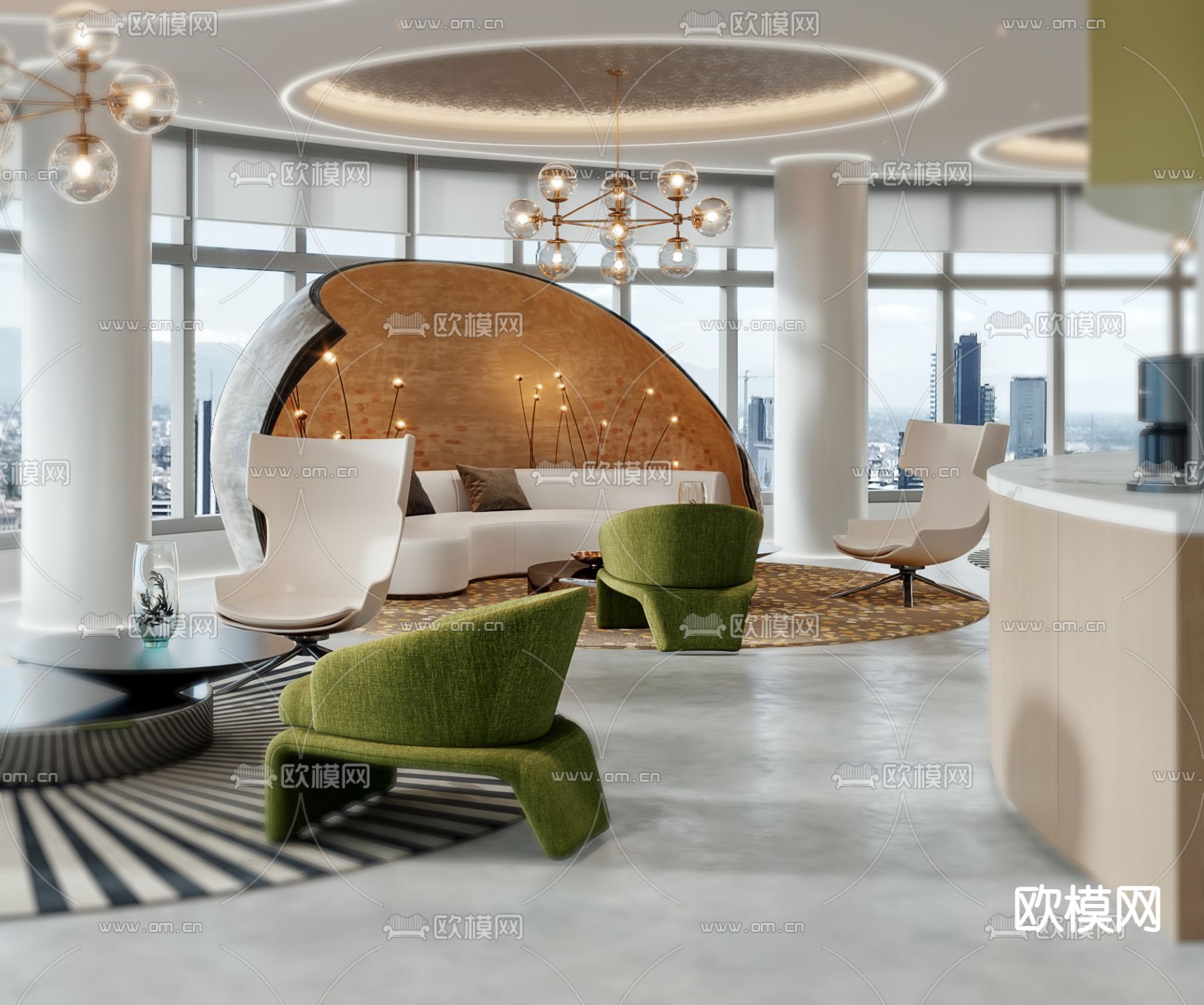 办公室前台 接待区3d模型下载（渲染图3）