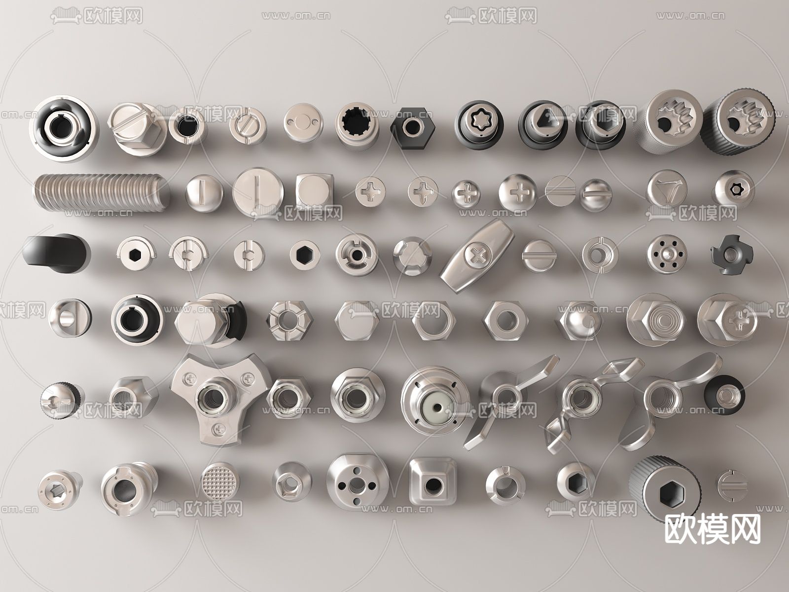 工业设备 螺母 五金件 机械零件su模型下载（渲染图2）