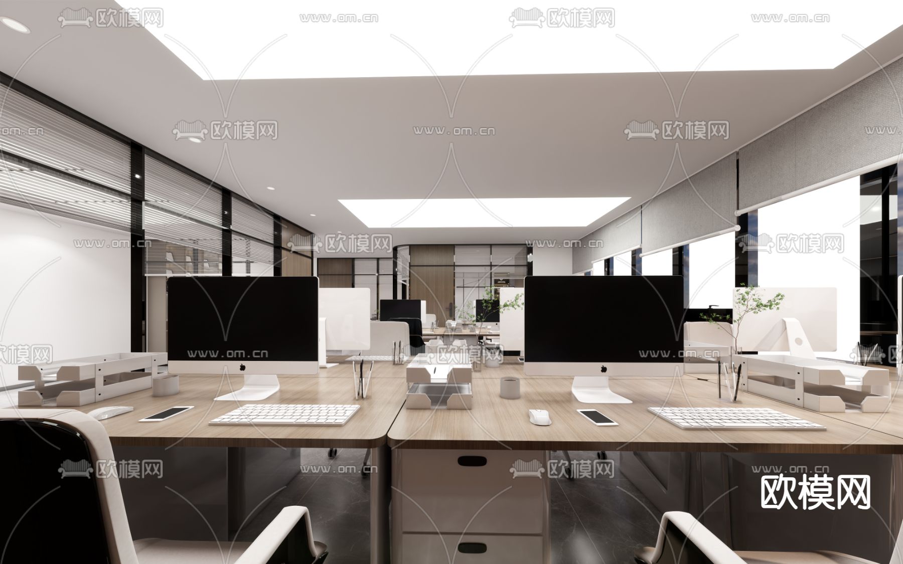 现代公共办公区su模型下载（渲染图2）
