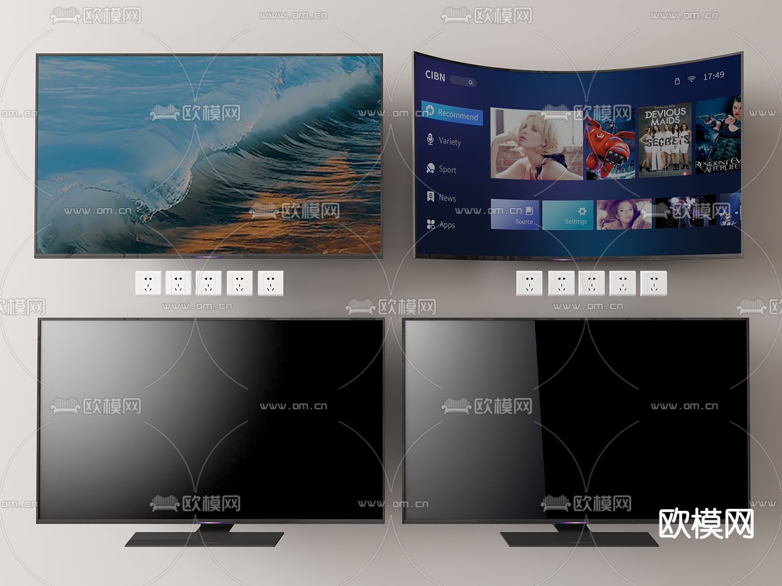 电视机 显示屏 屏幕 激光电视su模型下载（渲染图1）