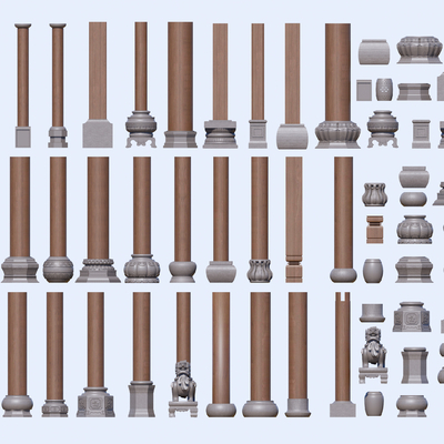 中式柱础 柱子su模型