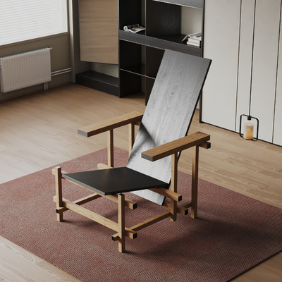  侘寂风休闲躺椅su模型 