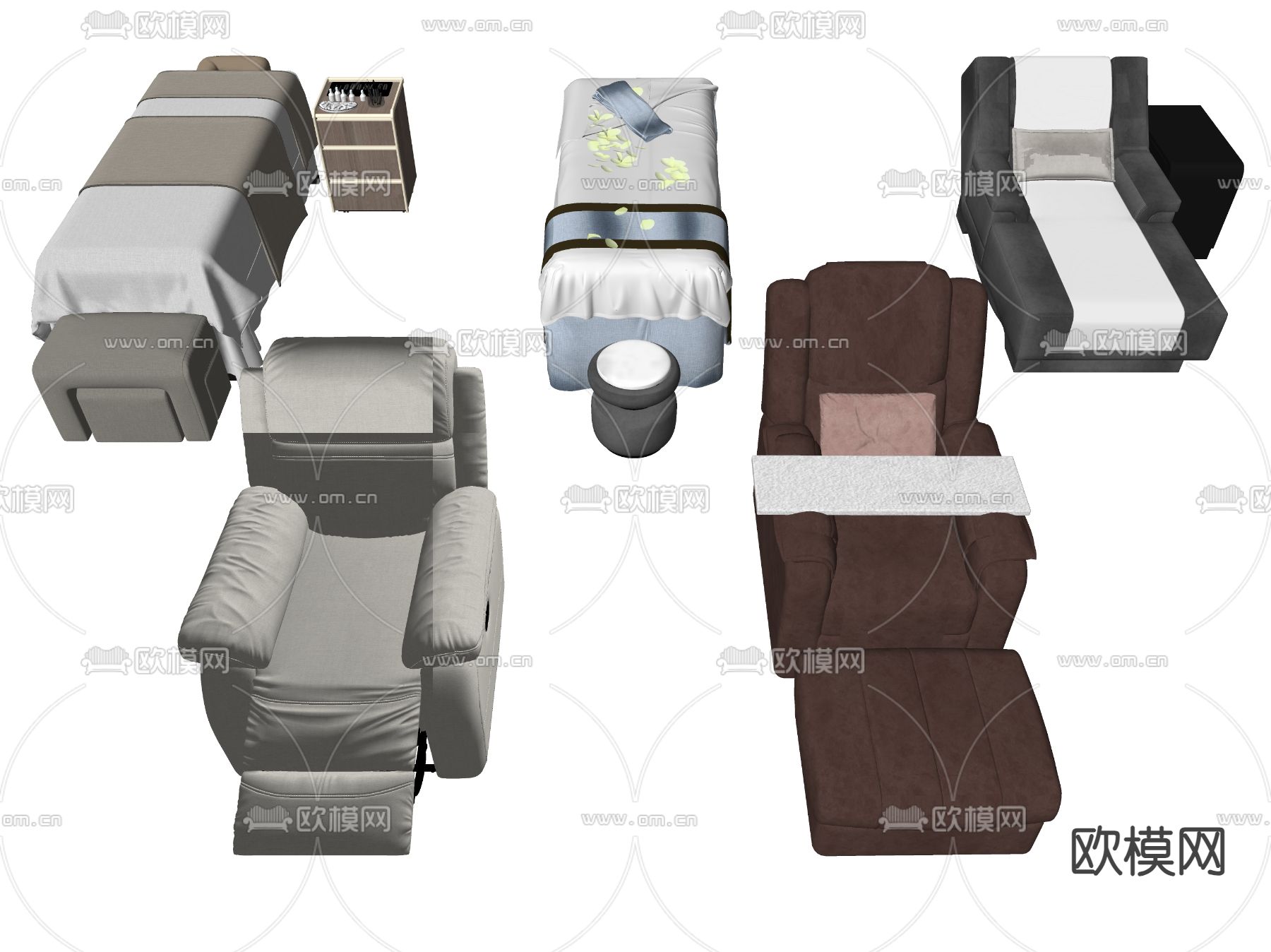 按摩床 洗浴床su模型下载（渲染图2）