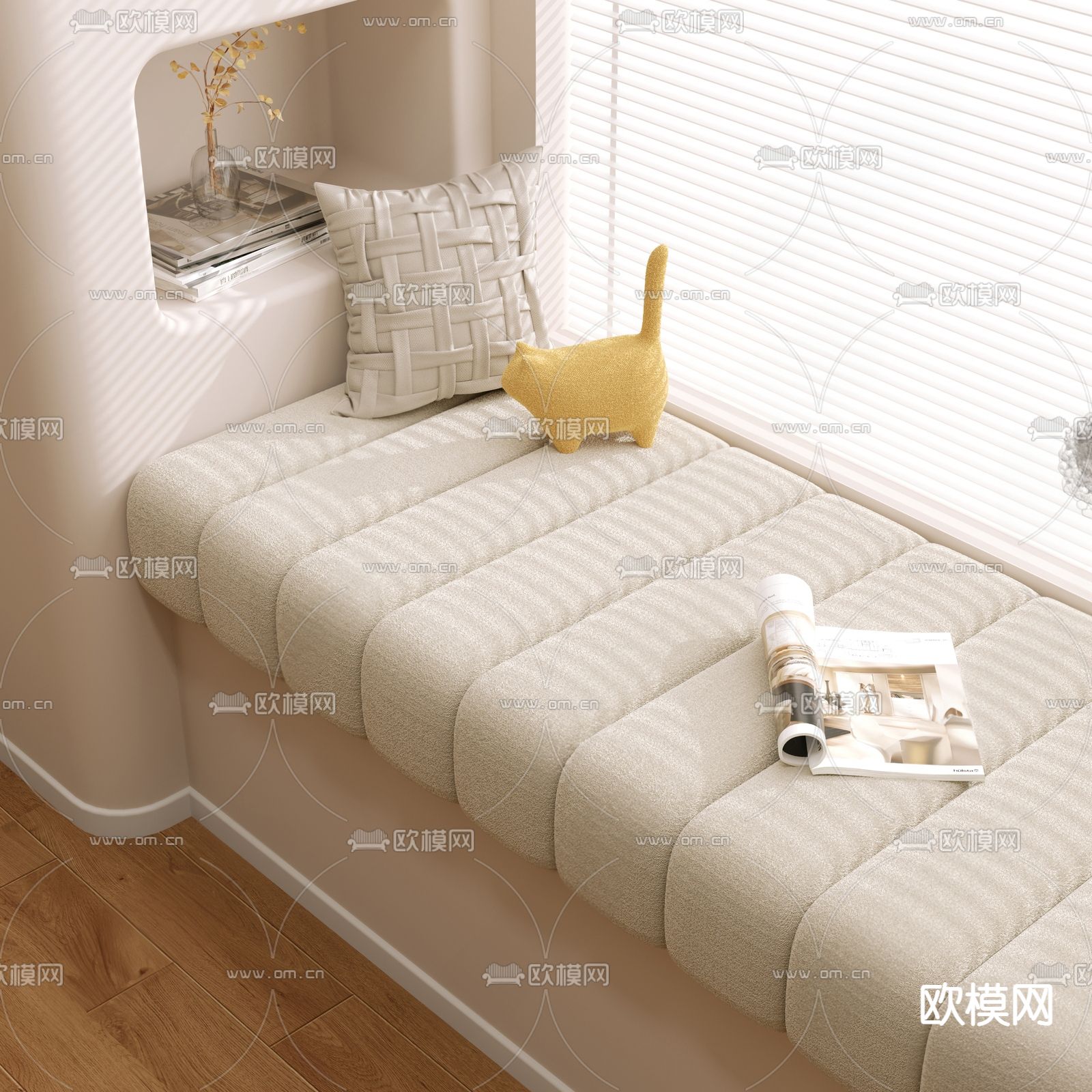 飘窗垫 抱枕su模型下载（渲染图1）