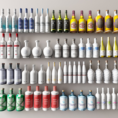  啤酒 红酒 洋酒 酒瓶su模型 