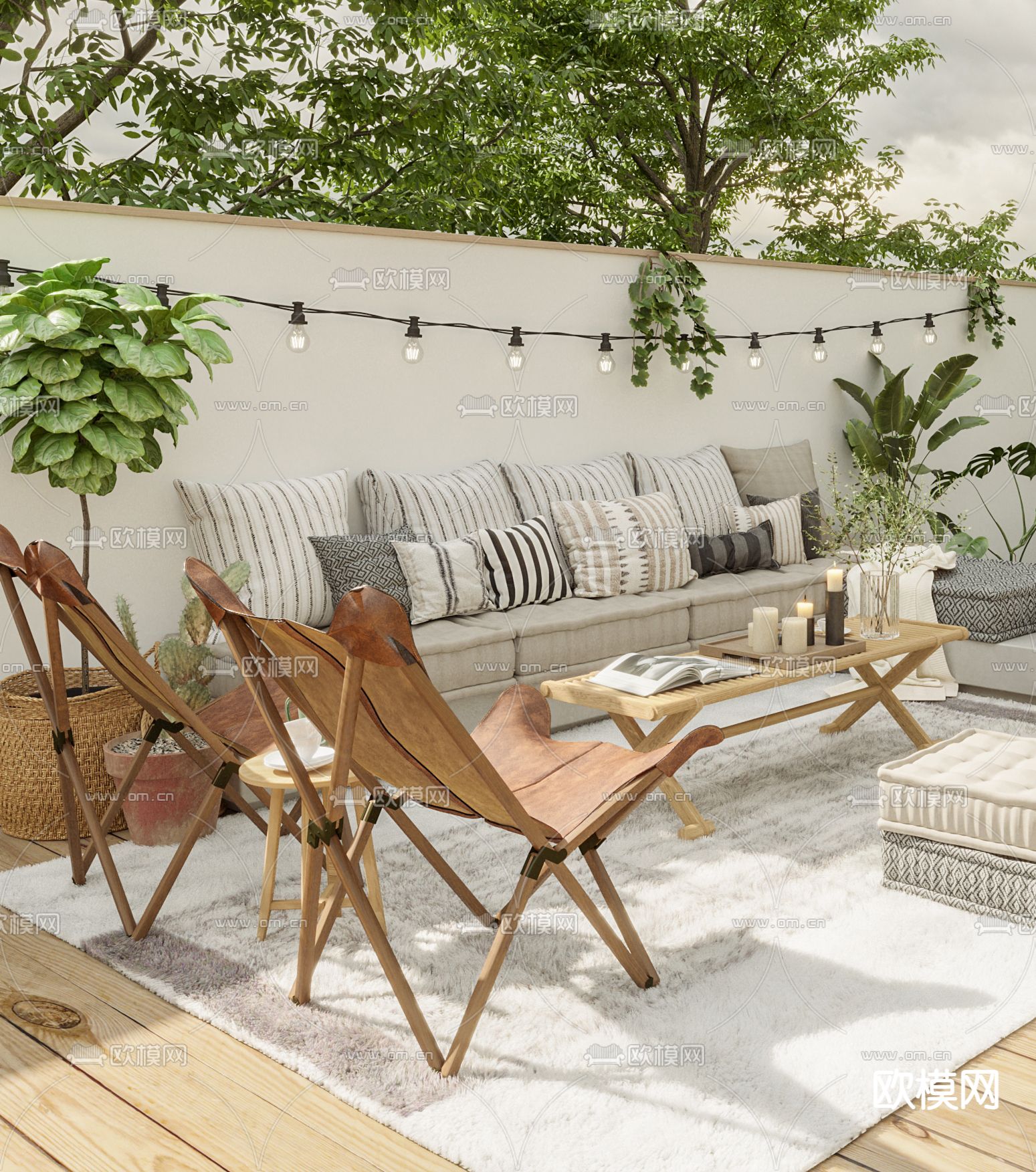 户外沙发 花园椅3d模型下载（渲染图2）